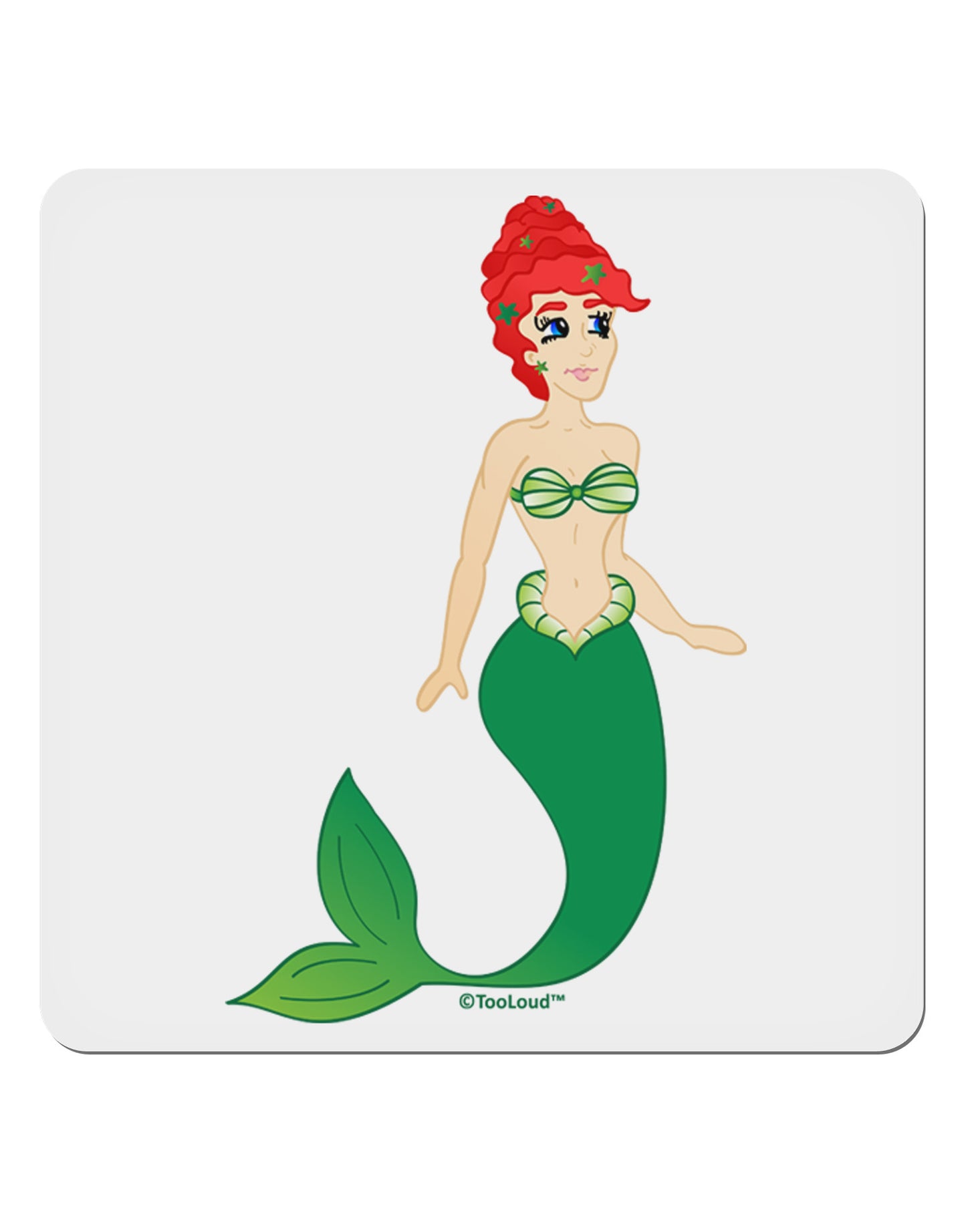 Mermaid Design - Green 4x4" Square Sticker 4 Pieces-Stickers-TooLoud-White-Davson Sales