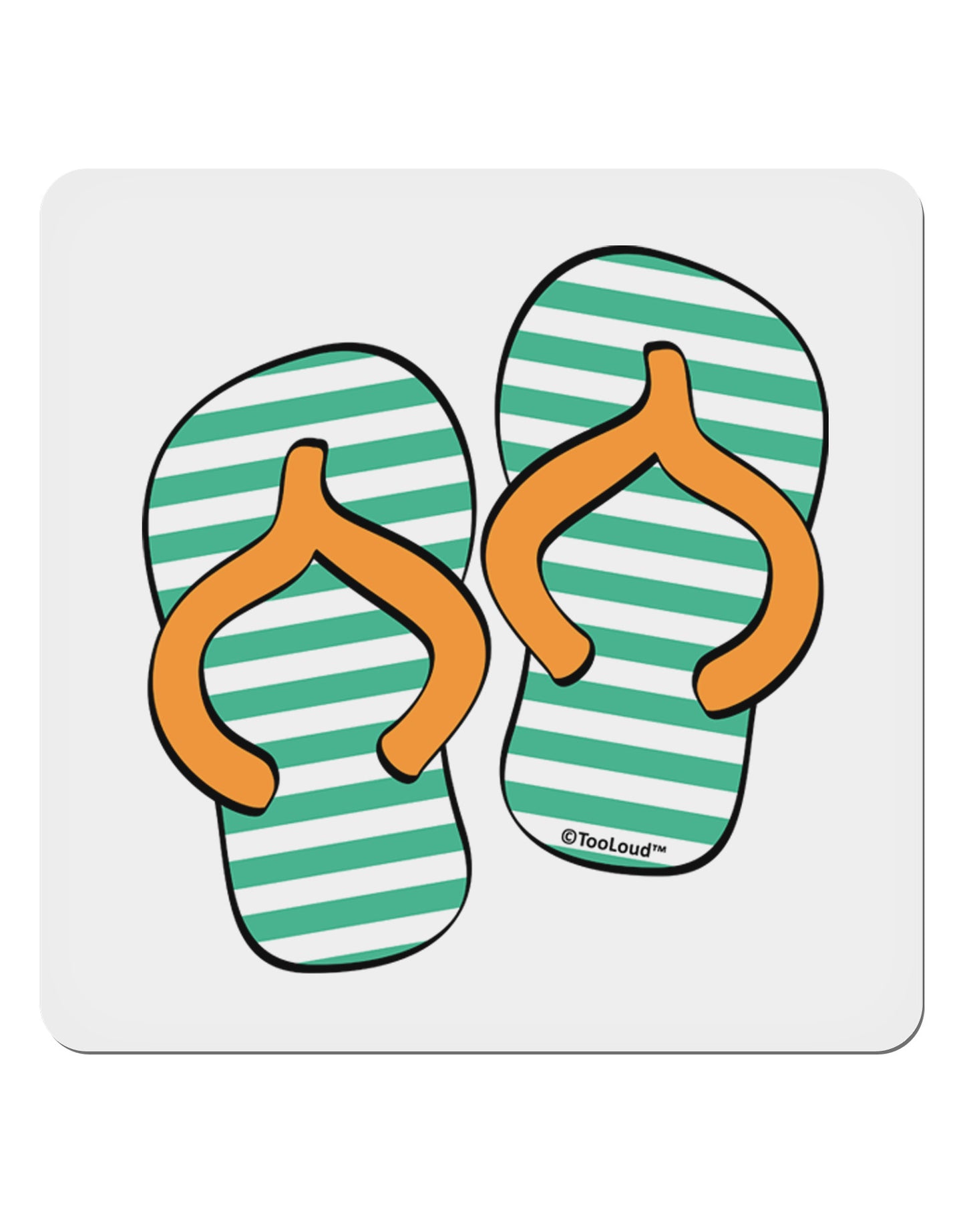 Striped Flip Flops - Teal and Orange 4x4" Square Sticker 4 Pieces-Stickers-TooLoud-White-Davson Sales