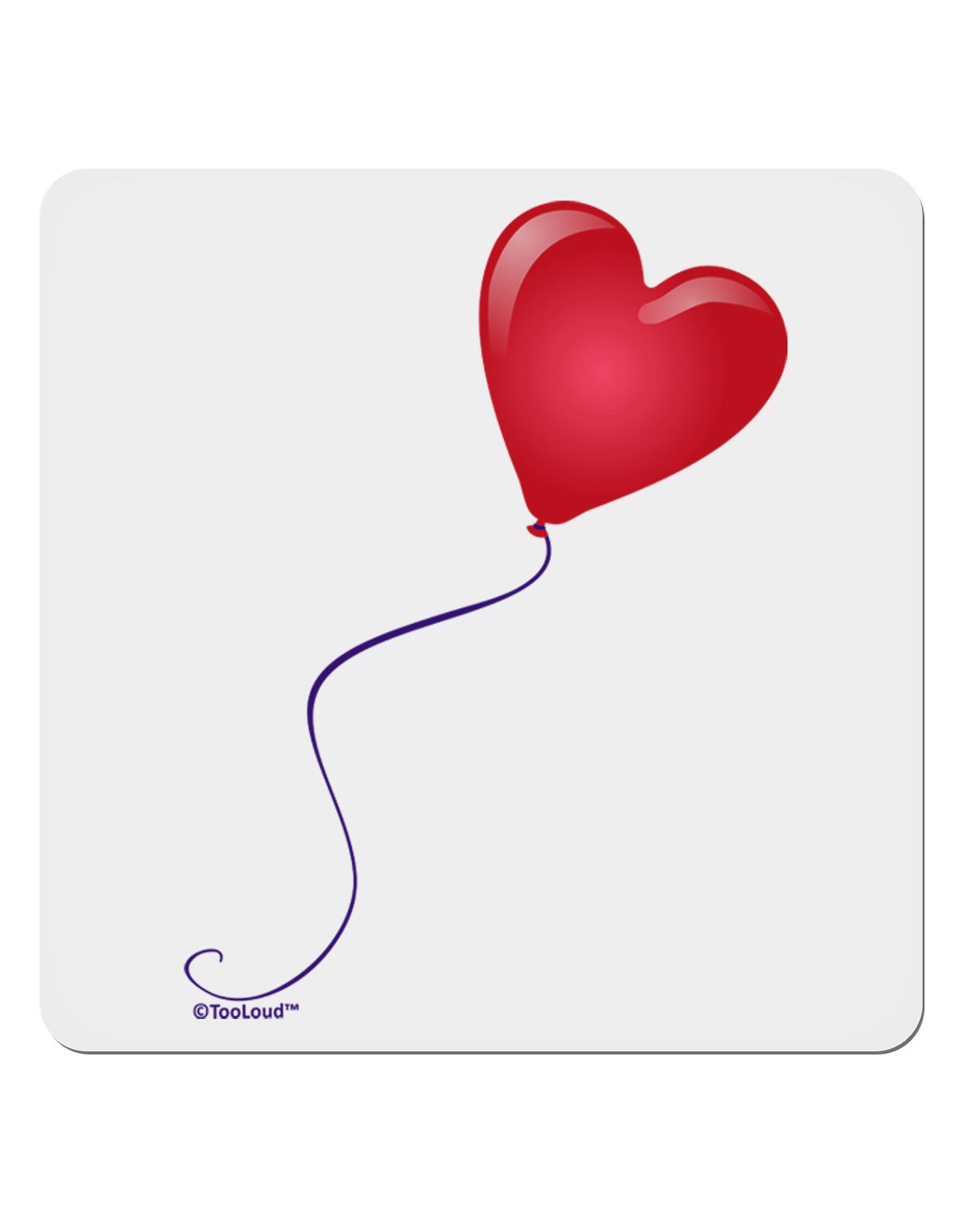 Cute Red Heart Balloon 4x4" Square Sticker 4 Pieces-Stickers-TooLoud-White-Davson Sales