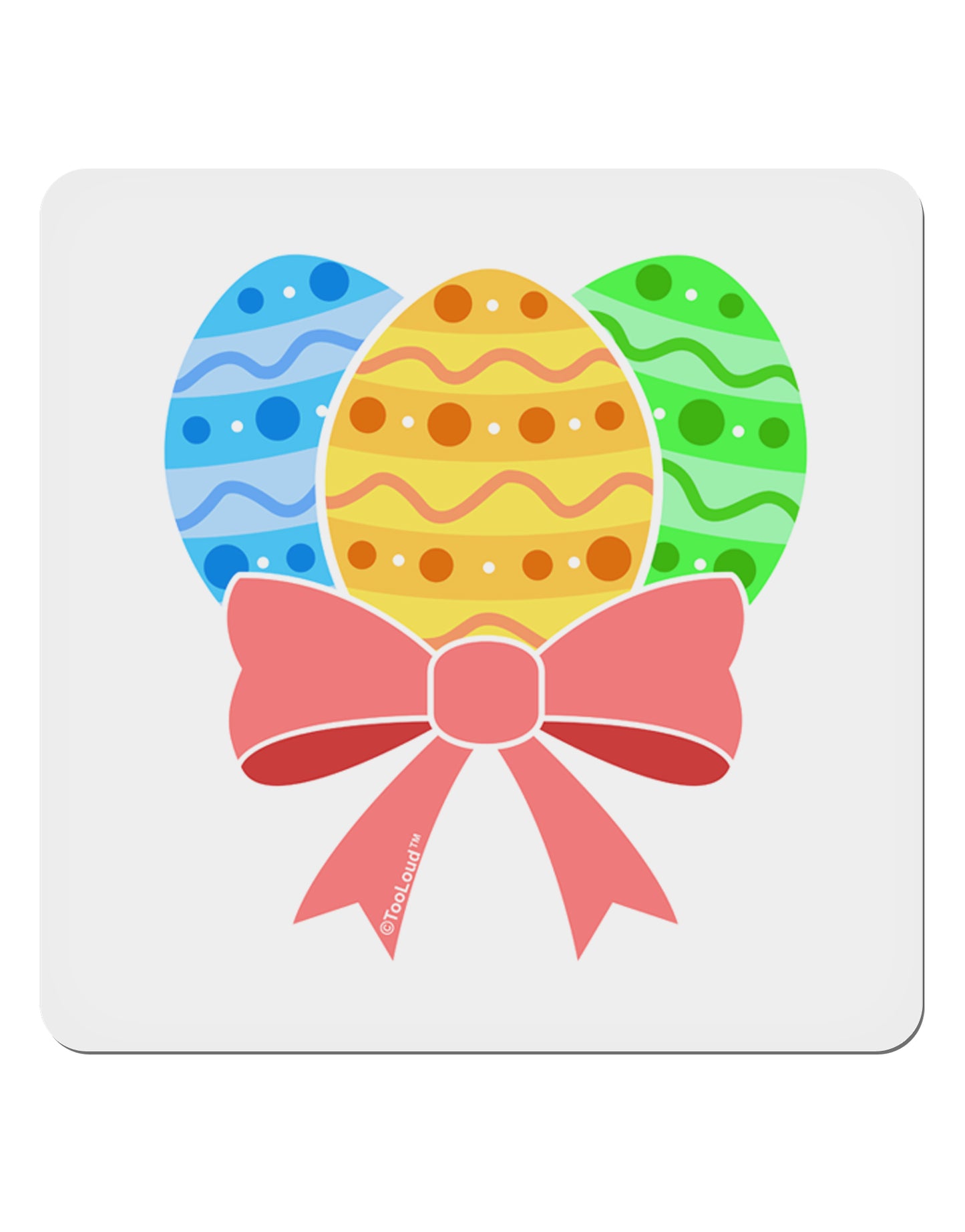 Easter Eggs With Bow 4x4" Square Sticker 4 Pieces-Stickers-TooLoud-White-Davson Sales