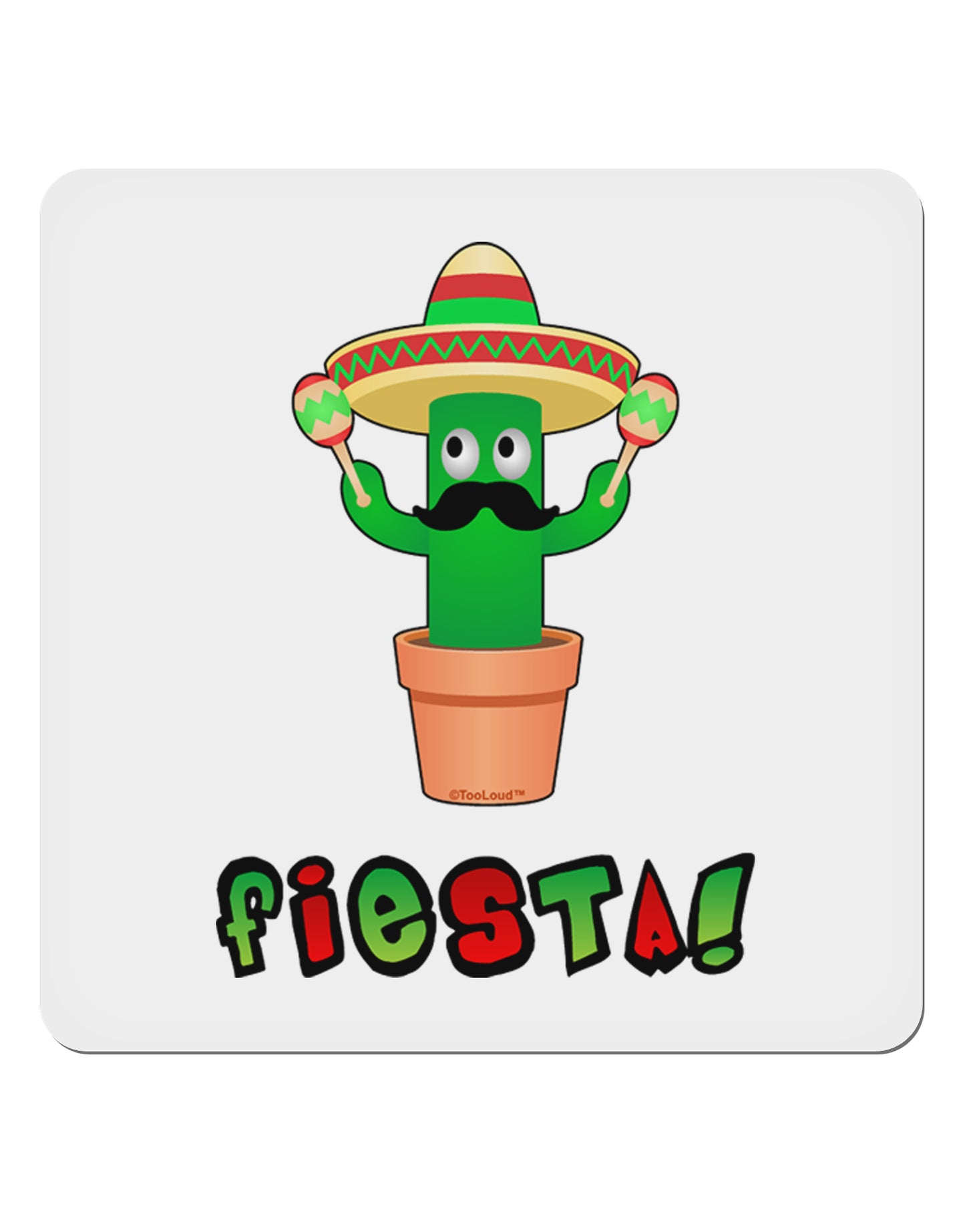 Fiesta Cactus Text 4x4" Square Sticker-Stickers-TooLoud-1-Davson Sales