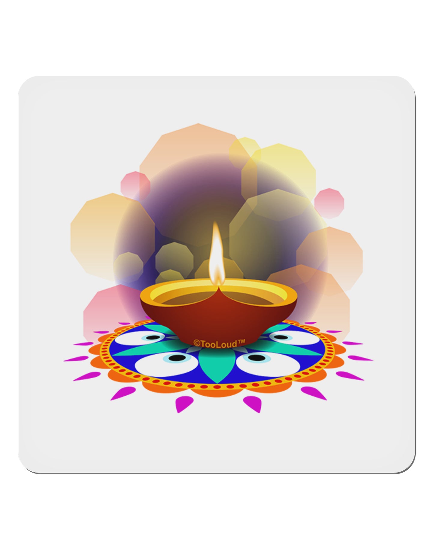 Festive Diya and Rangoli 4x4" Square Sticker-Stickers-TooLoud-1-Davson Sales
