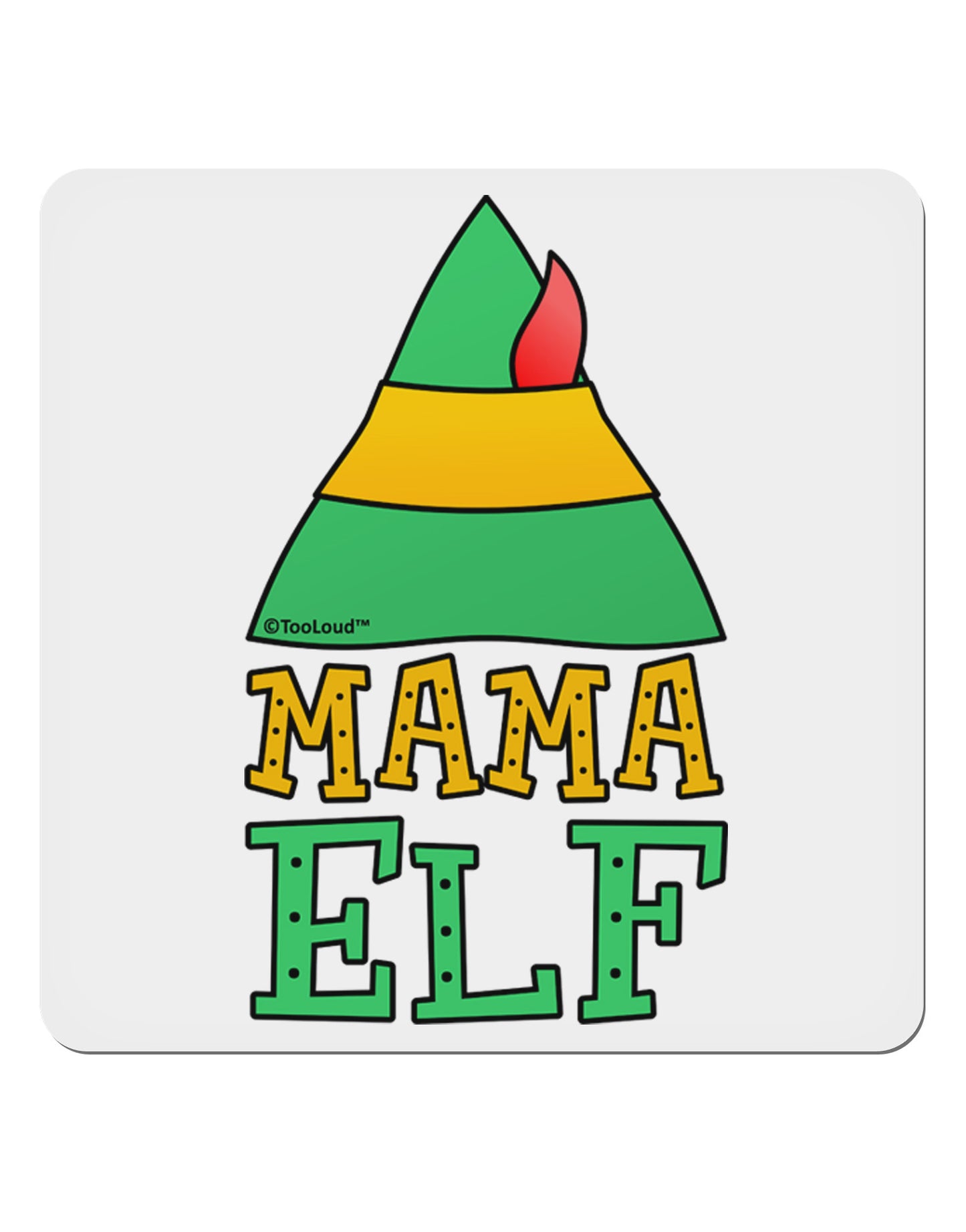 Matching Christmas Design - Elf Family - Mama Elf 4x4" Square Sticker 4 Pieces-Stickers-TooLoud-White-Davson Sales