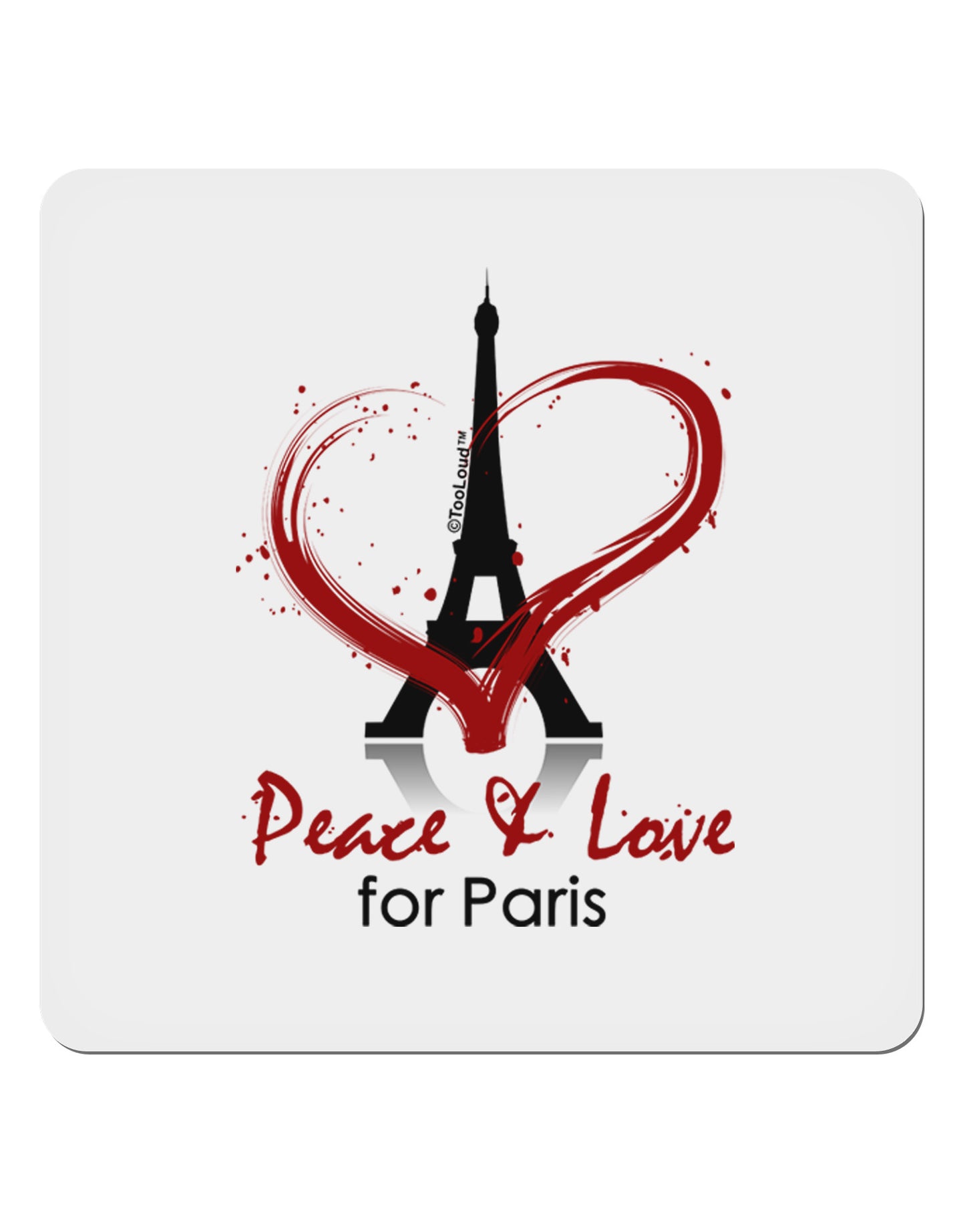 Peace & Love For Paris 4x4" Square Sticker-Stickers-TooLoud-1-Davson Sales