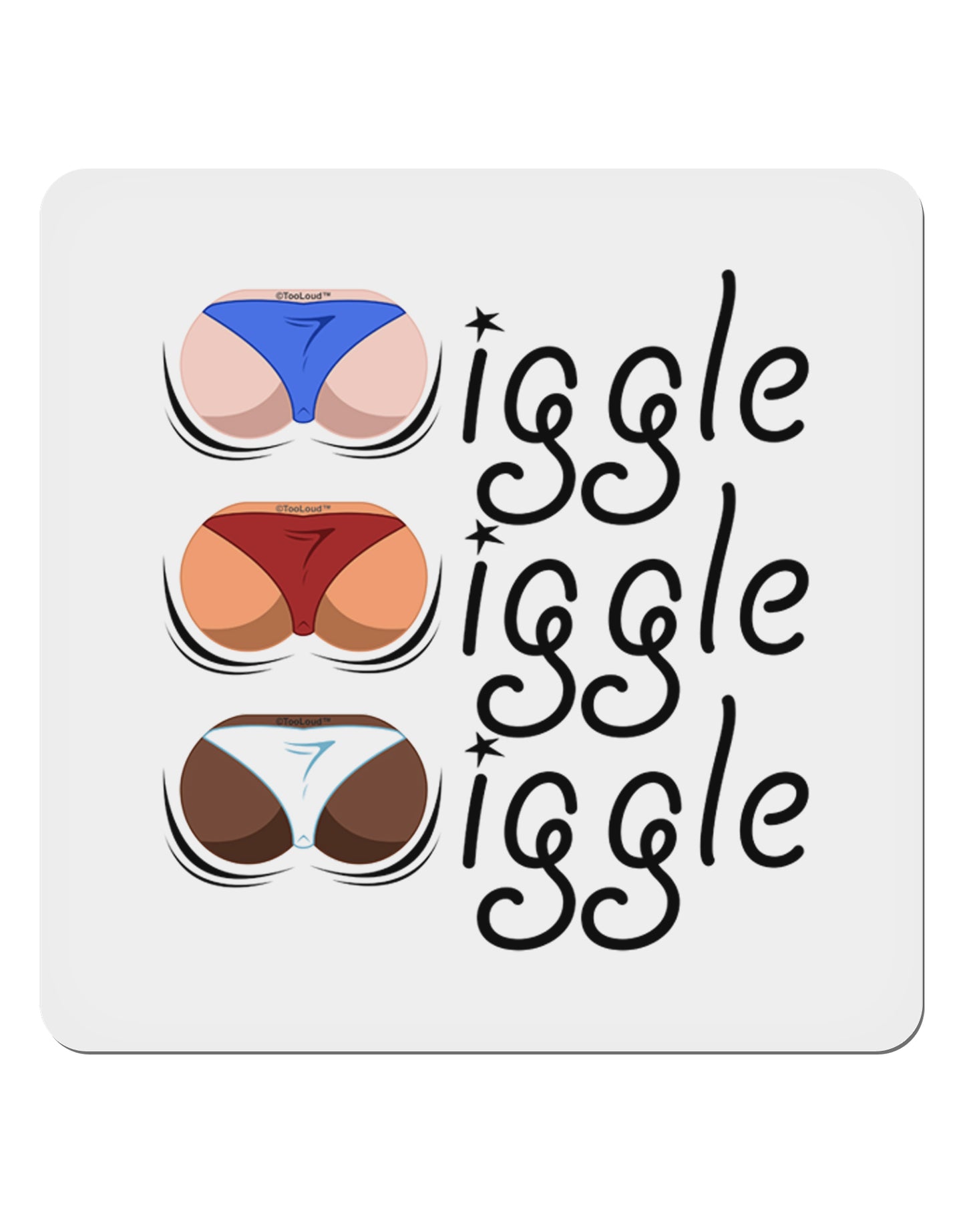 Wiggle Wiggle Wiggle - Twerk Color 4x4" Square Sticker 4 Pieces-Stickers-TooLoud-White-Davson Sales