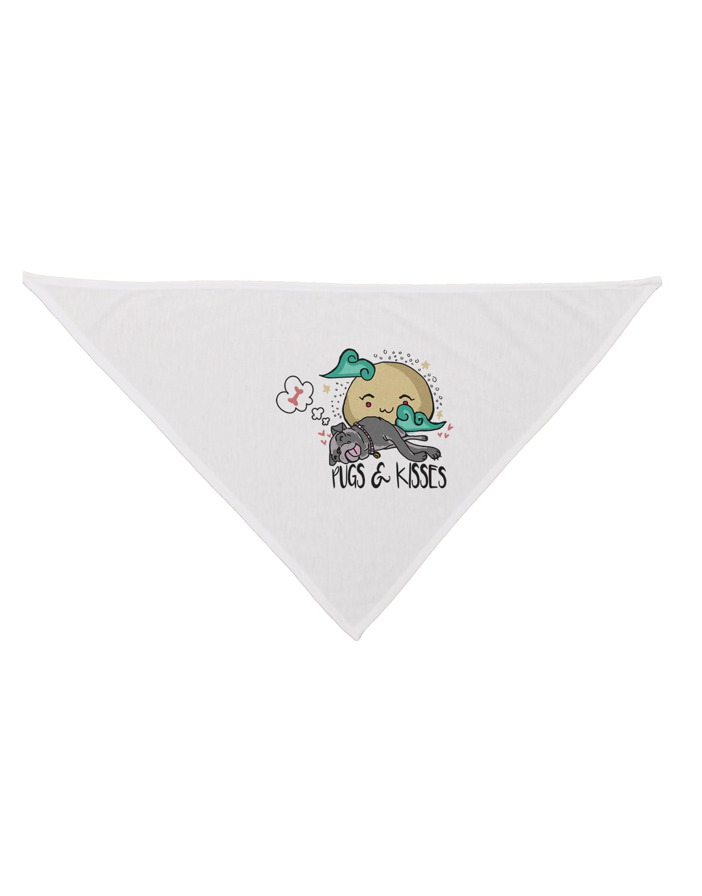 TooLoud Pugs and Kisses Dog Bandana 26 Inch-Dog Bandana-TooLoud-White-One-Size-Fits-Most-Davson Sales