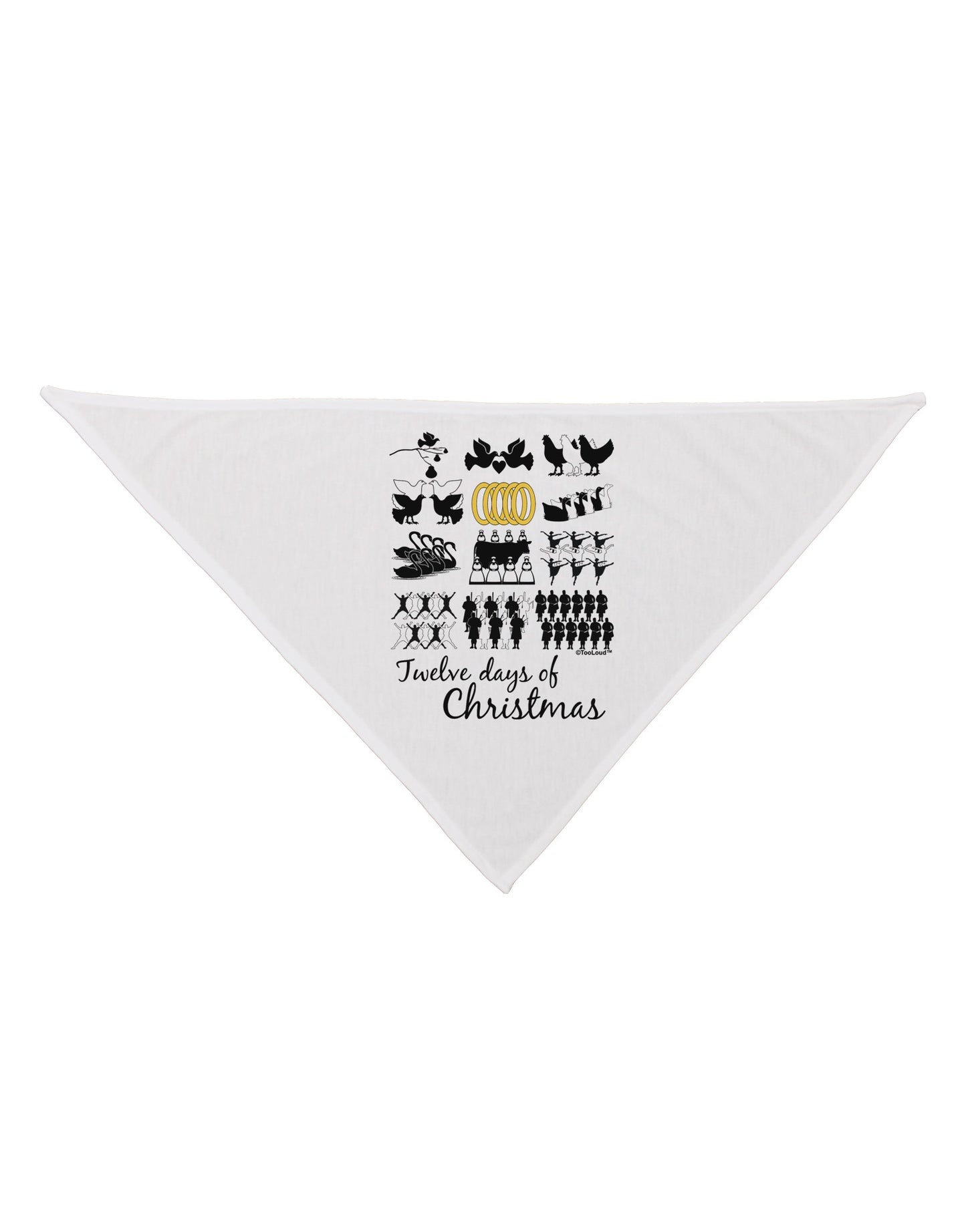 12 Days of Christmas Text Color Dog Bandana 26-Dog Bandana-TooLoud-White-One-Size-Fits-Most-Davson Sales