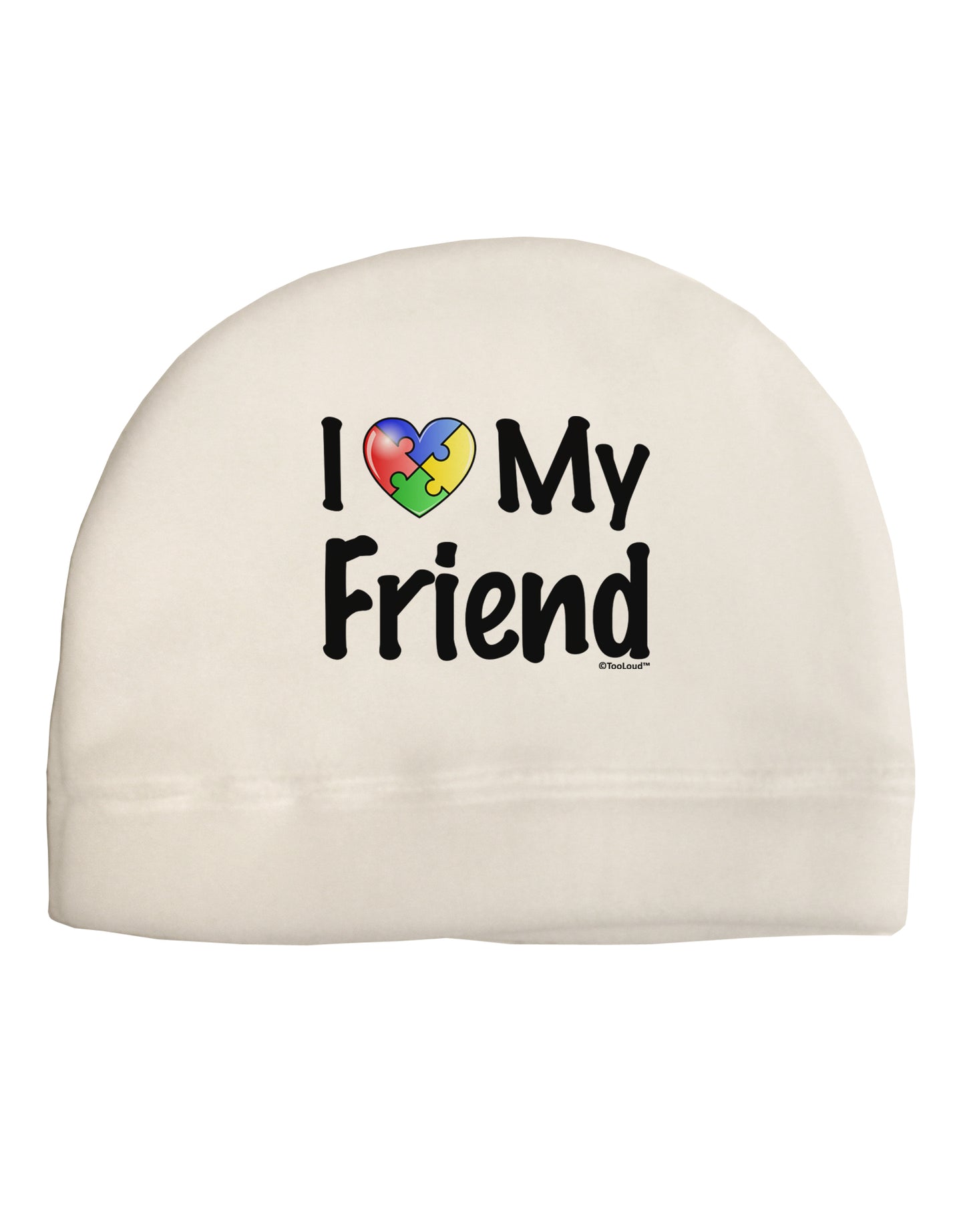 I Heart My Friend - Autism Awareness Adult Fleece Beanie Cap Hat by TooLoud-Beanie-TooLoud-White-One-Size-Fits-Most-Davson Sales