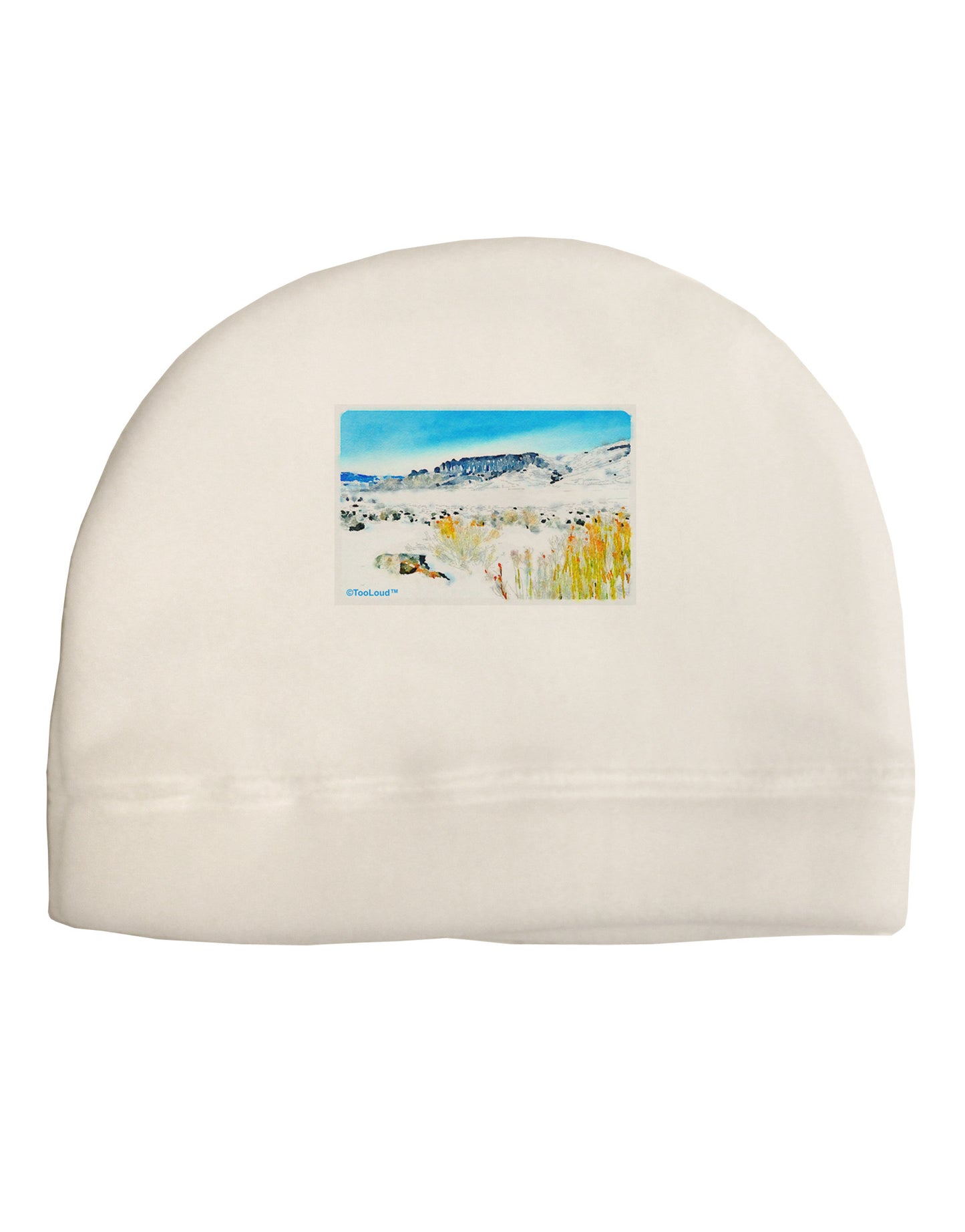 CO Snow Scene Watercolor Adult Fleece Beanie Cap Hat-Beanie-TooLoud-White-One-Size-Fits-Most-Davson Sales