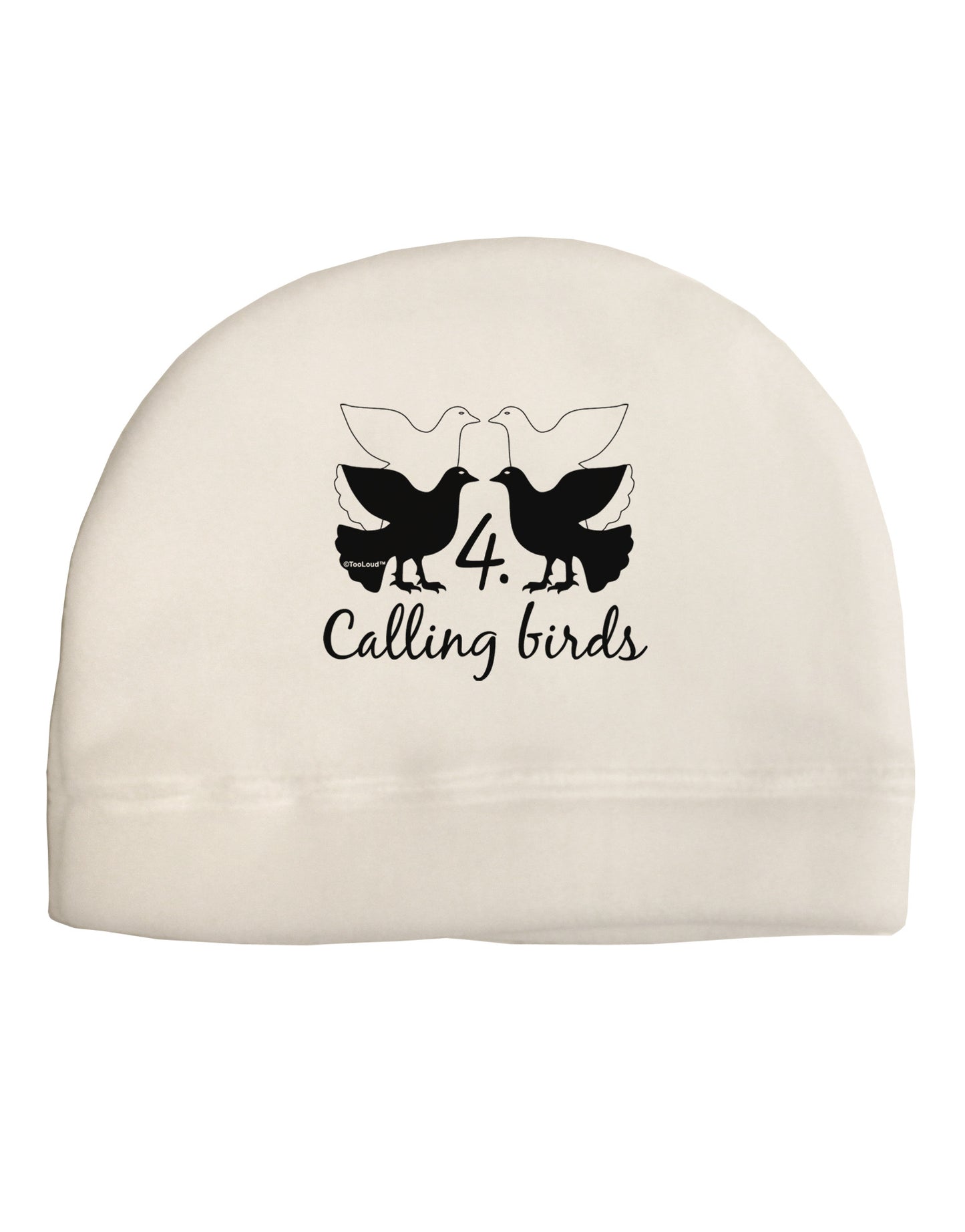 Four Calling Birds Text Adult Fleece Beanie Cap Hat-Beanie-TooLoud-White-One-Size-Fits-Most-Davson Sales
