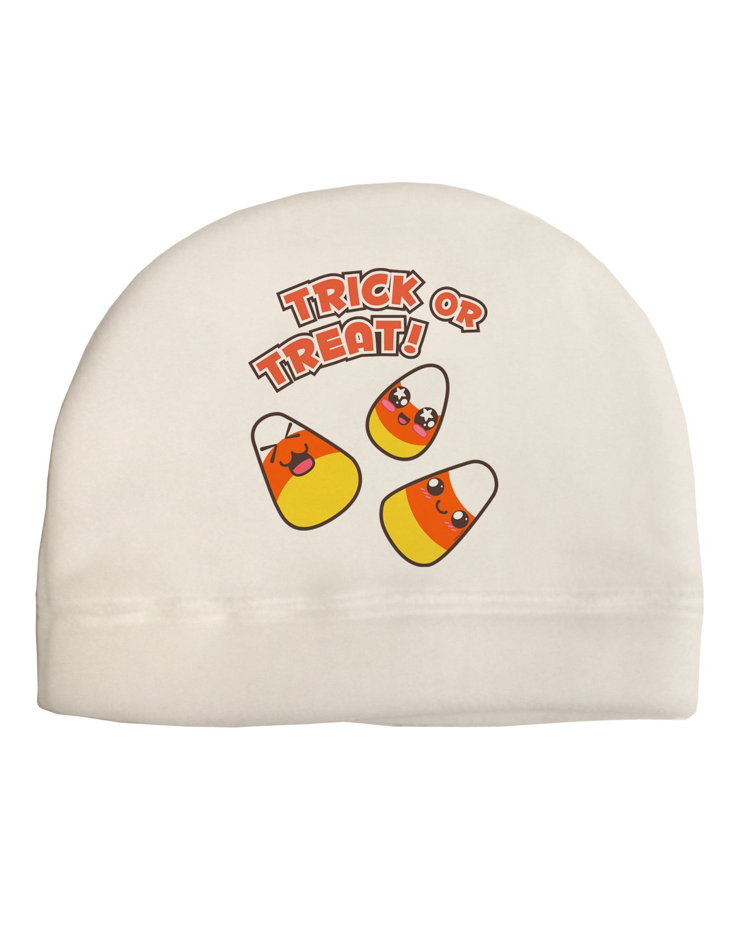 Trick or Treat Cute Candy Corn Halloween Adult Fleece Beanie Cap Hat-Beanie-TooLoud-White-One-Size-Fits-Most-Davson Sales
