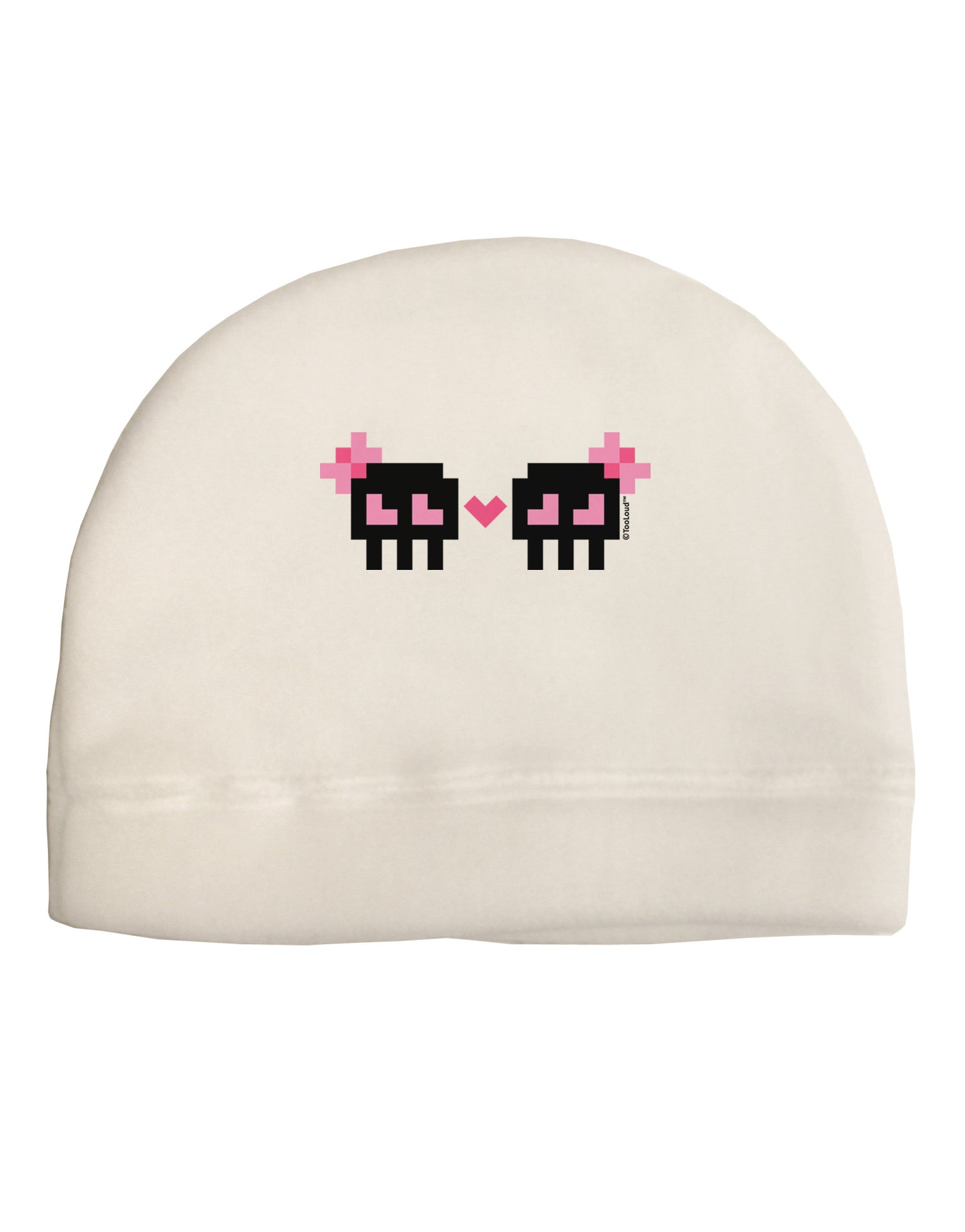 8-Bit Skull Love - Girl and Girl Adult Fleece Beanie Cap Hat-Beanie-TooLoud-White-One-Size-Fits-Most-Davson Sales