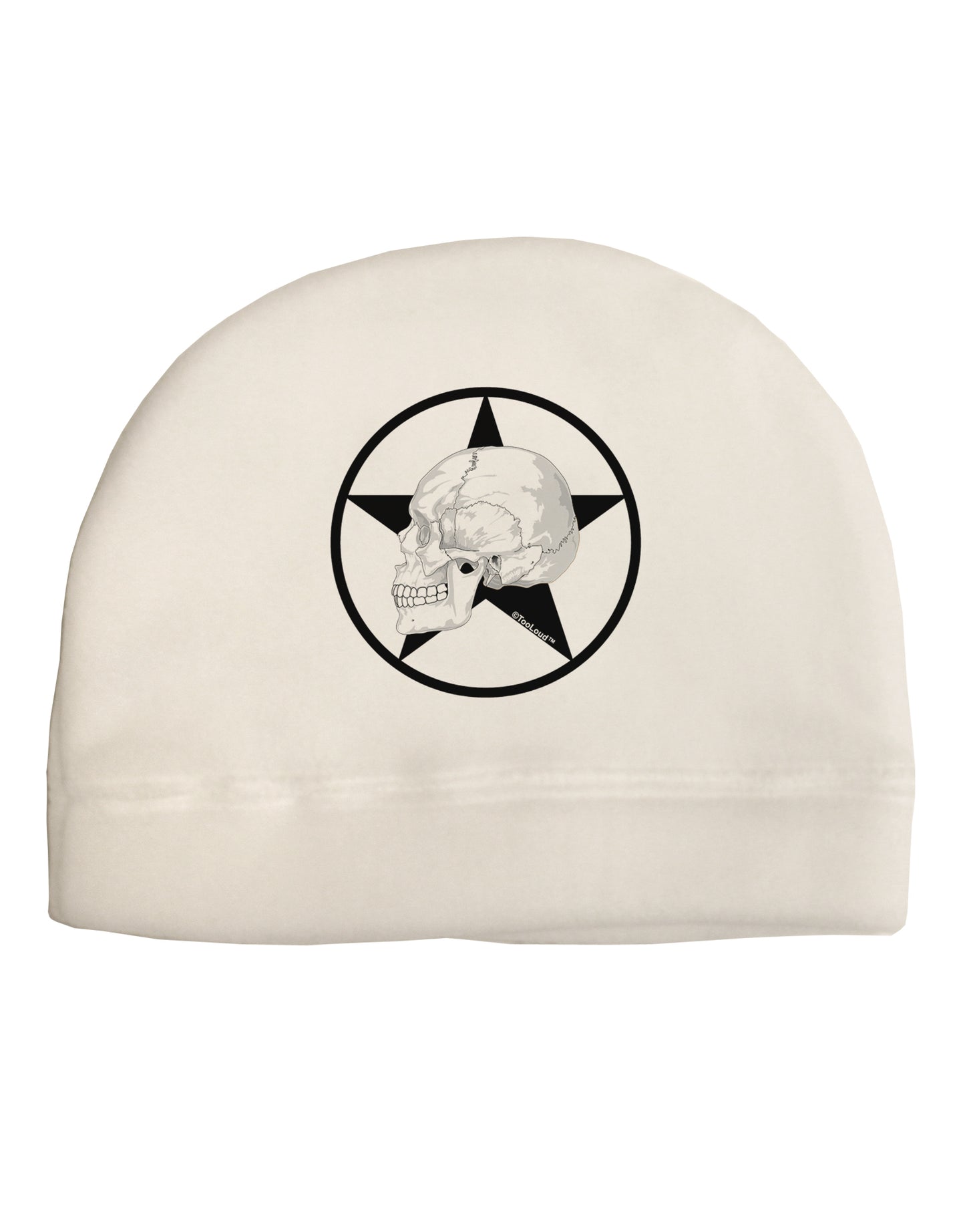 White Skull With Star Adult Fleece Beanie Cap Hat by TooLoud-Beanie-TooLoud-White-One-Size-Fits-Most-Davson Sales