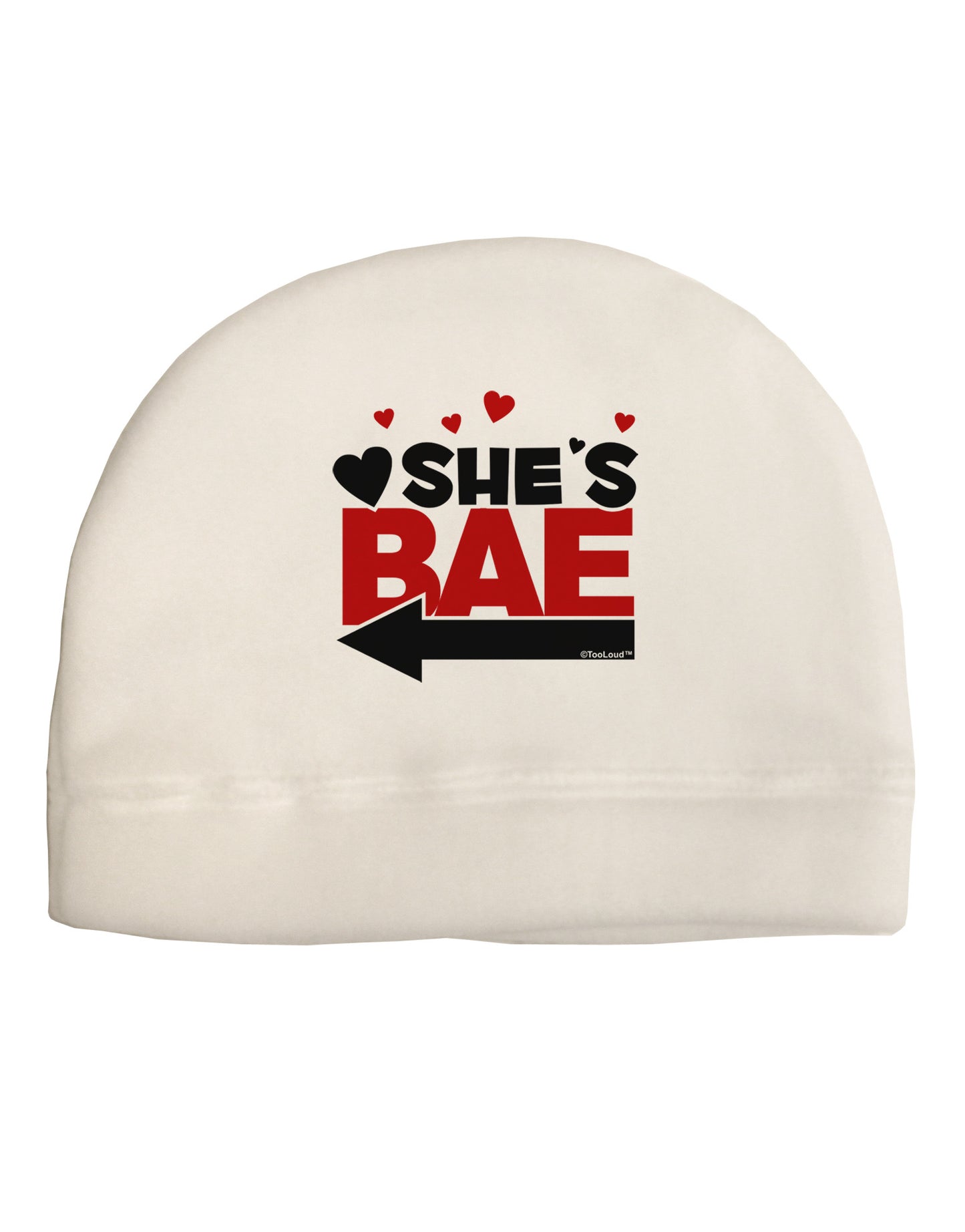 She's BAE - Left Arrow Adult Fleece Beanie Cap Hat-Beanie-TooLoud-White-One-Size-Fits-Most-Davson Sales