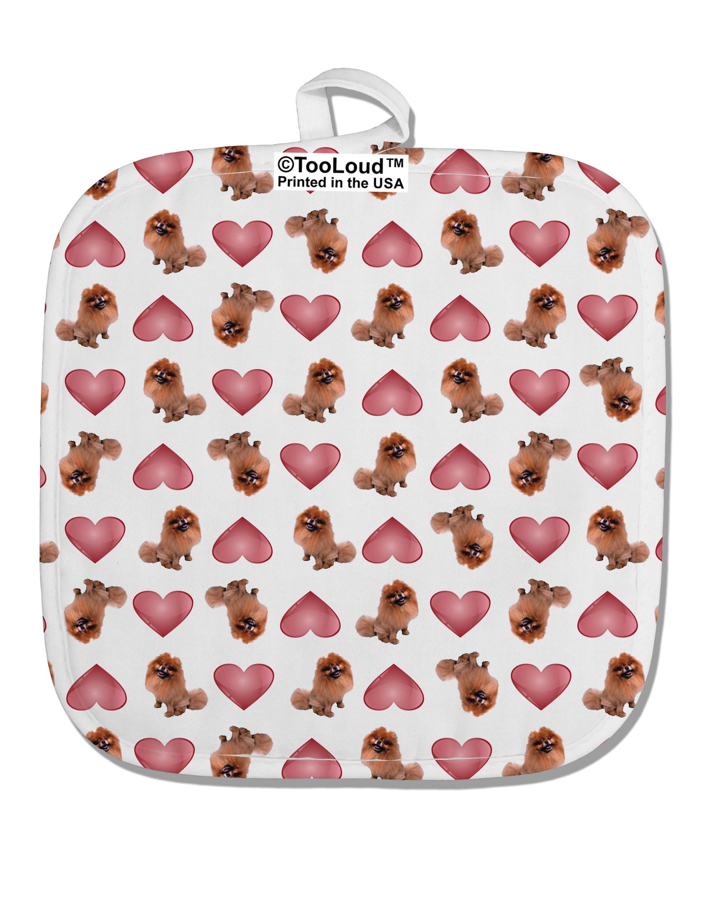 Pomeranian Hearts AOP White Fabric Pot Holder Hot Pad All Over Print-Pot Holder-TooLoud-White-Davson Sales