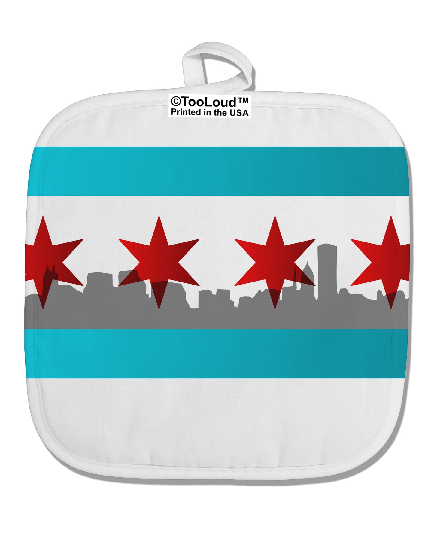Chicago Flag Skyline AOP White Fabric Pot Holder Hot Pad All Over Print-Pot Holder-TooLoud-White-Davson Sales
