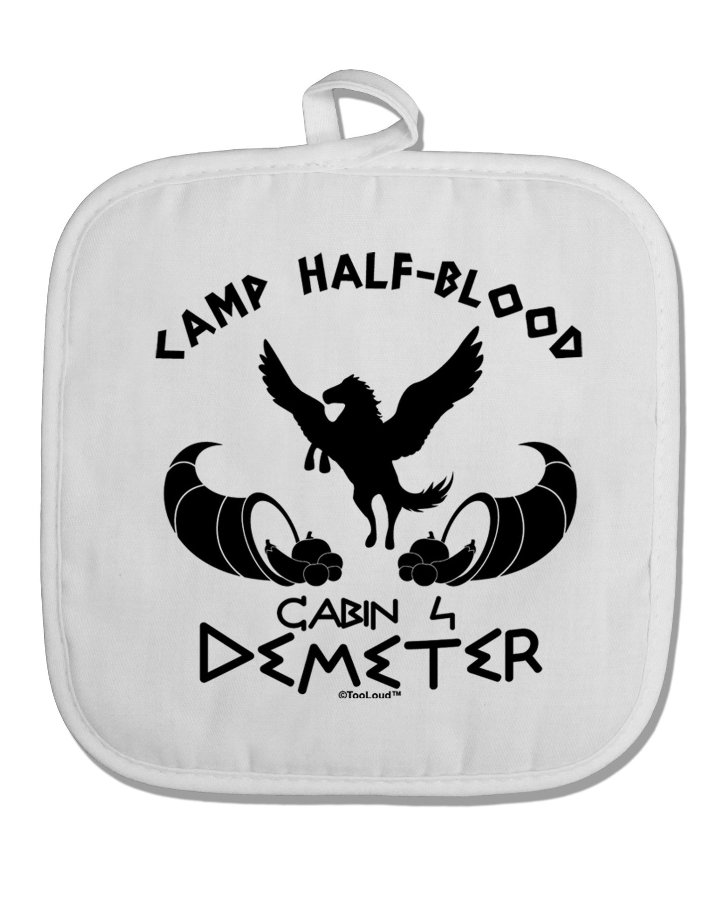 Cabin 4 Demeter Camp Half Blood White Fabric Pot Holder Hot Pad-Pot Holder-TooLoud-White-Davson Sales