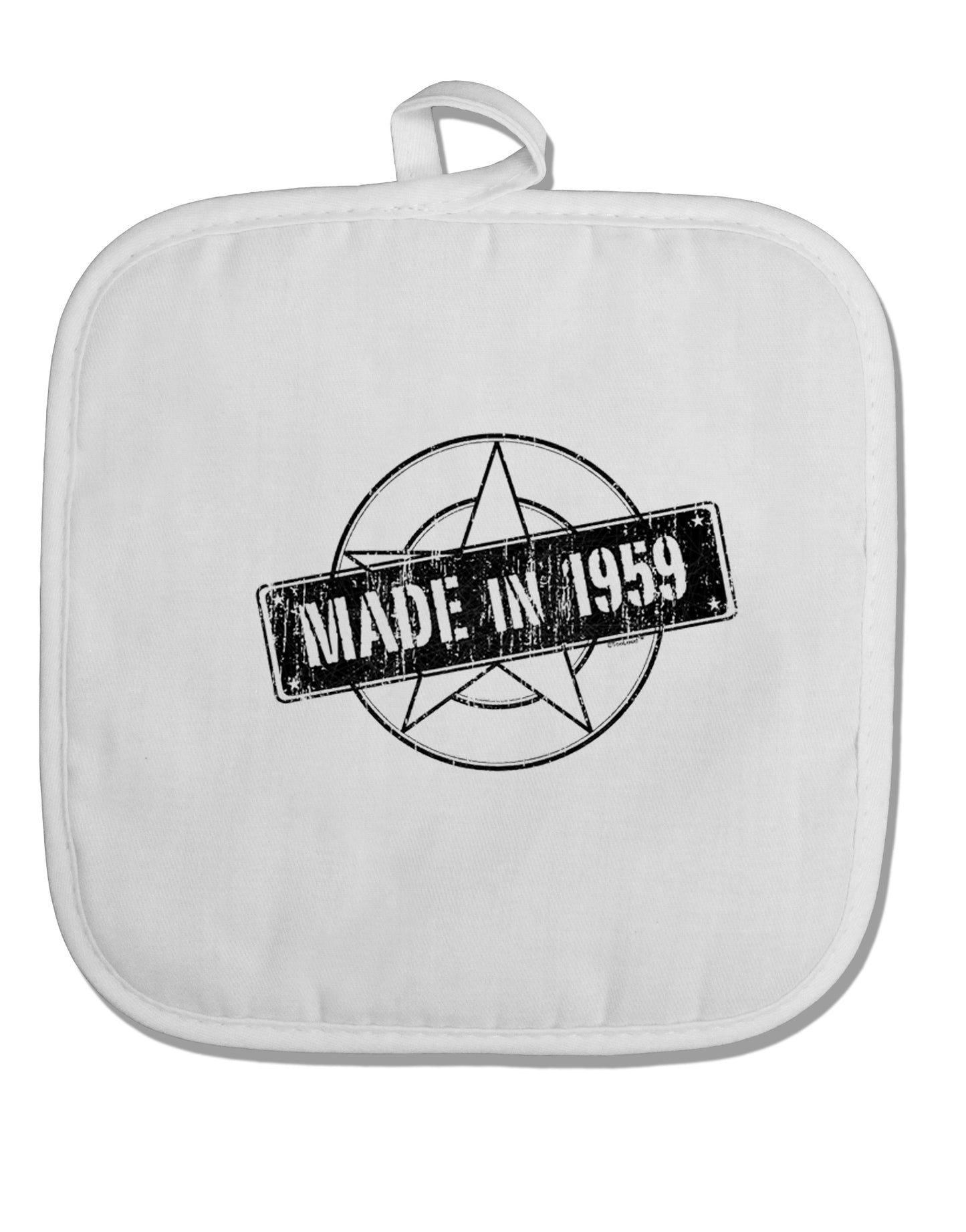 TooLoud 60th Birthday Gift Made in 1959 White Fabric Pot Holder Hot Pad-PotHolders-TooLoud-Davson Sales