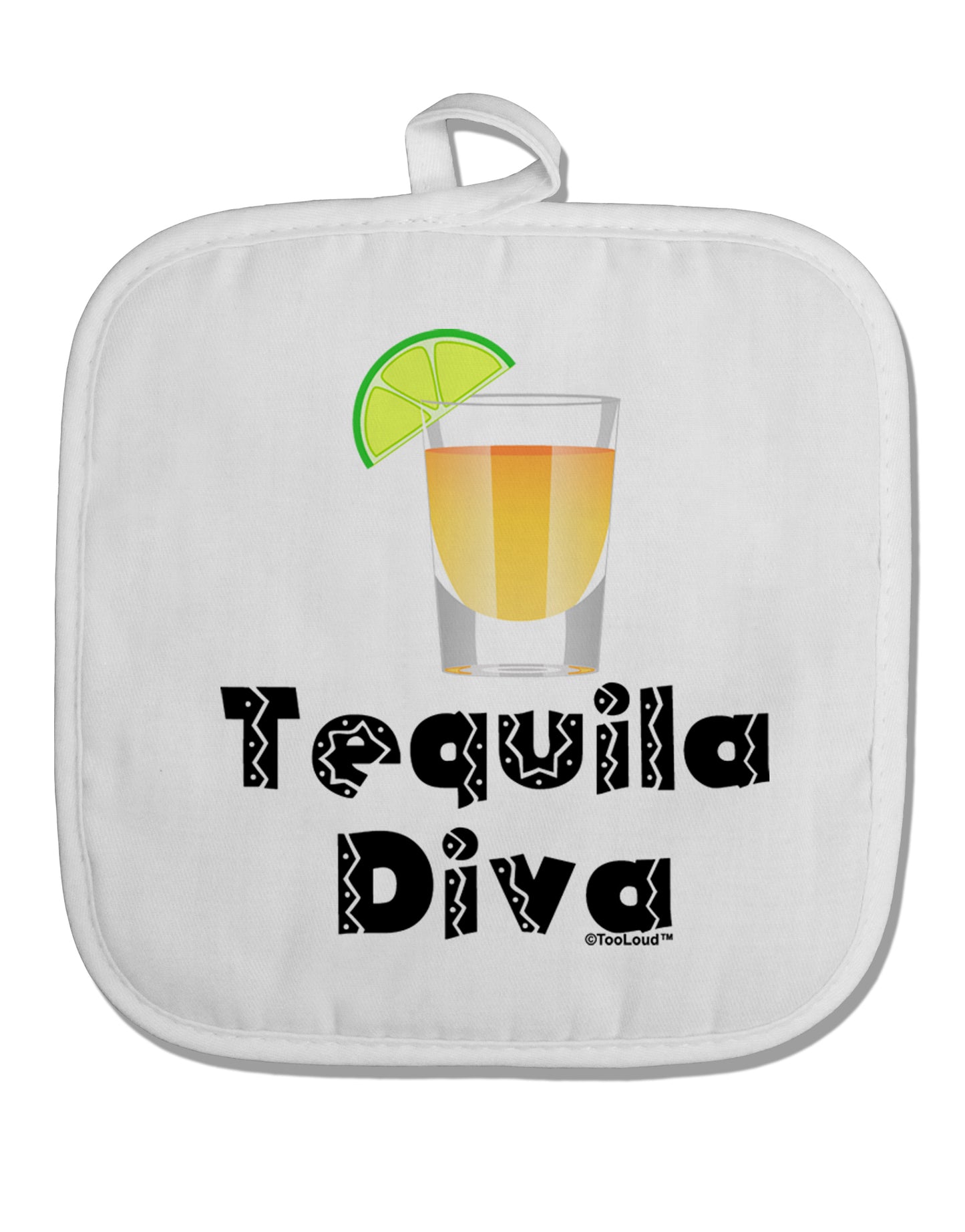 Tequila Diva - Cinco de Mayo Design White Fabric Pot Holder Hot Pad by TooLoud-Pot Holder-TooLoud-White-Davson Sales