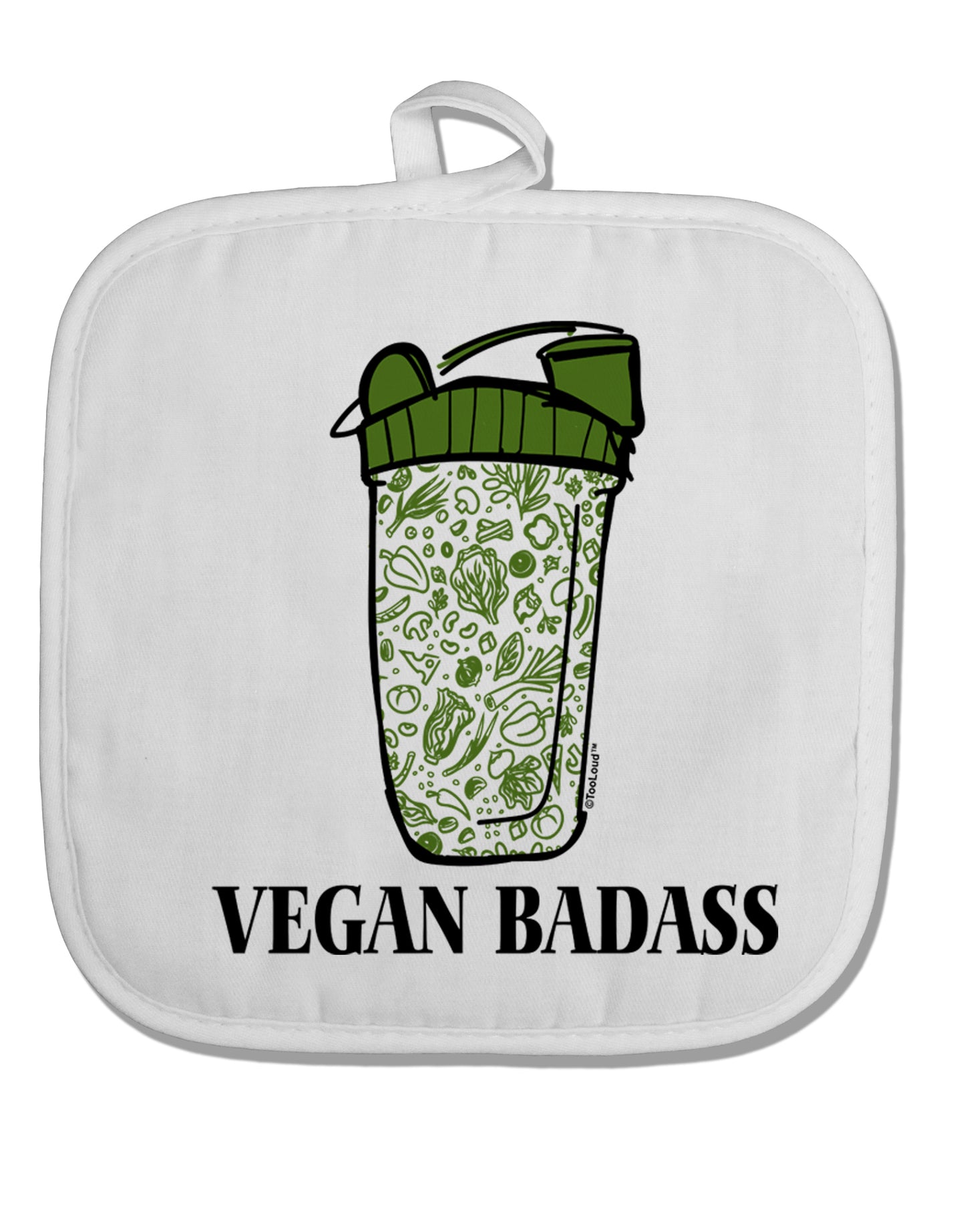 TooLoud Vegan Badass Blender Bottle White Fabric Pot Holder Hot Pad-PotHolders-TooLoud-Davson Sales