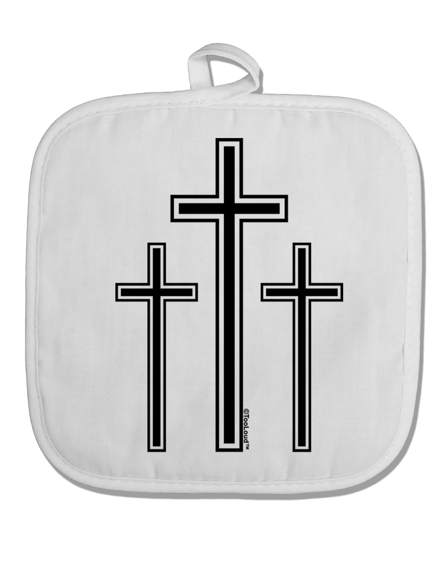 Three Cross Design - Easter White Fabric Pot Holder Hot Pad by TooLoud-Pot Holder-TooLoud-White-Davson Sales