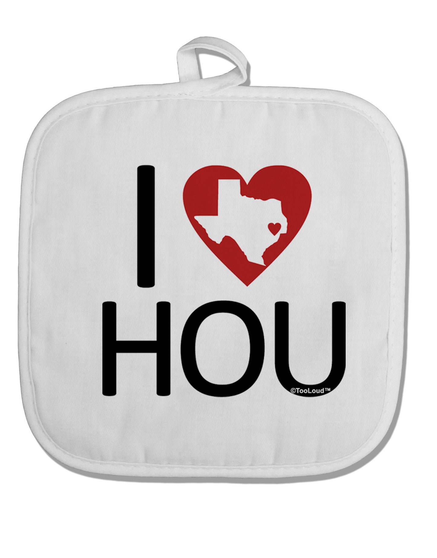 I Heart Houston White Fabric Pot Holder Hot Pad-Pot Holder-TooLoud-White-Davson Sales