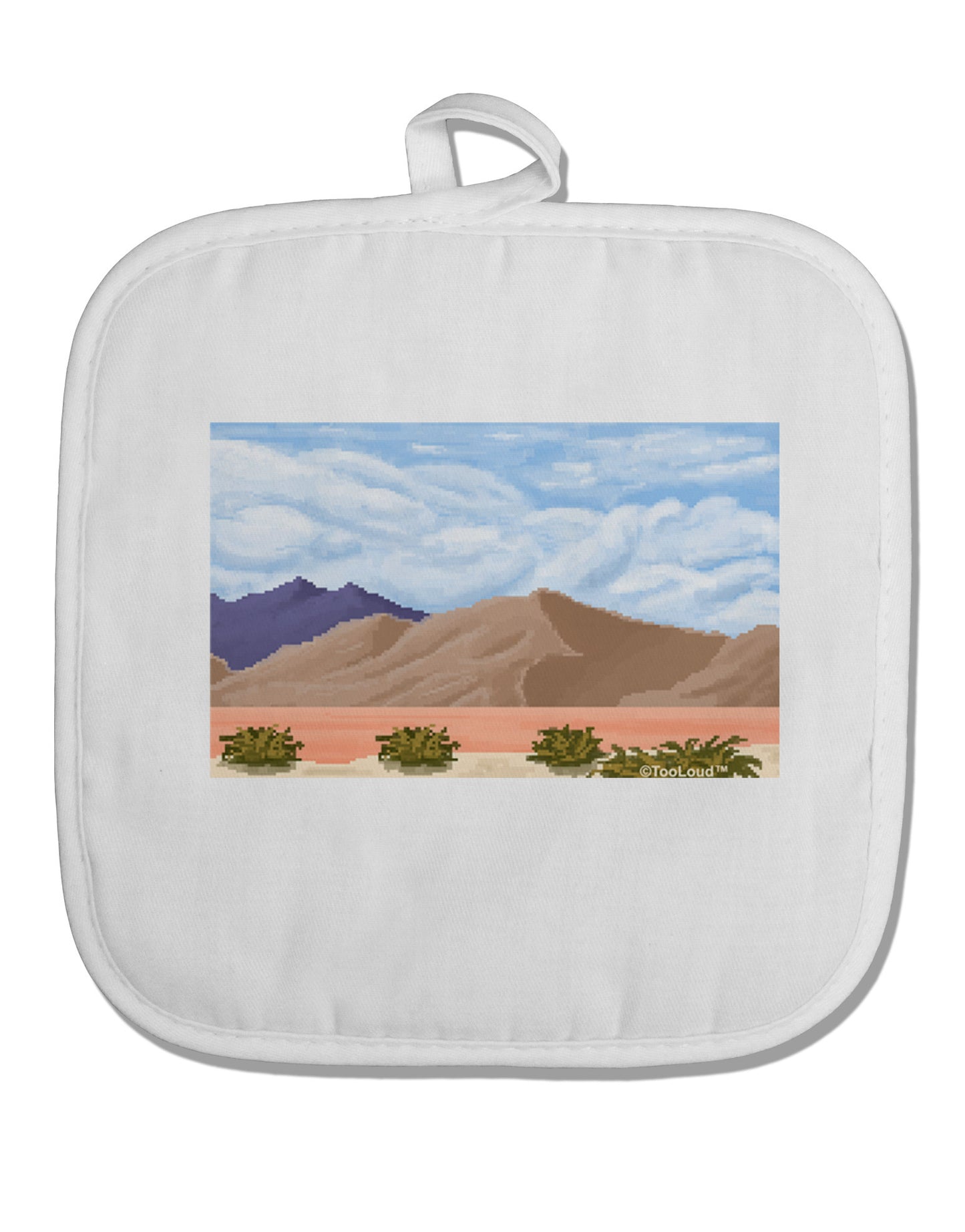 Pixel Landscape - Desert White Fabric Pot Holder Hot Pad-Pot Holder-TooLoud-White-Davson Sales