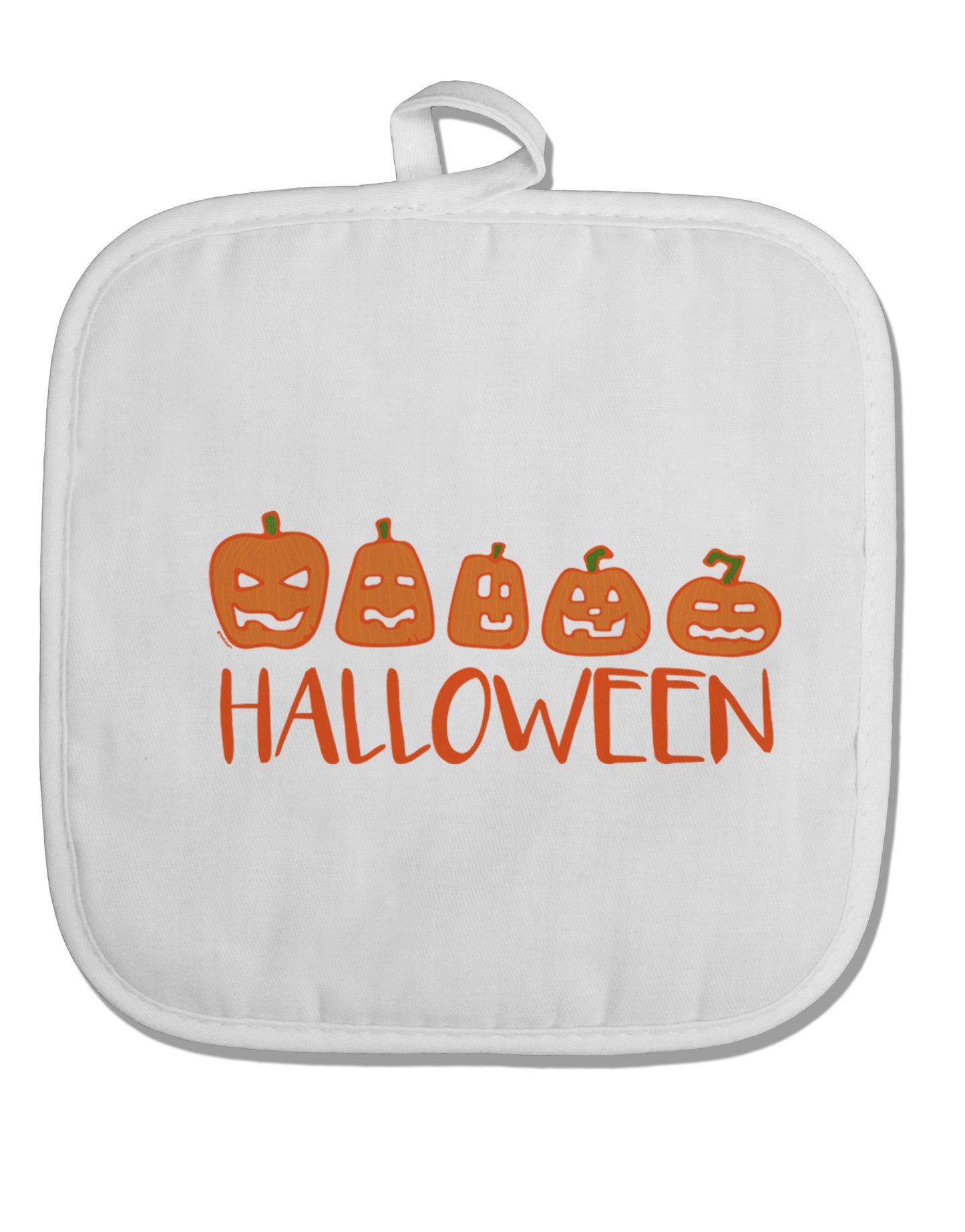 TooLoud Halloween Pumpkins White Fabric Pot Holder Hot Pad-PotHolders-TooLoud-Davson Sales