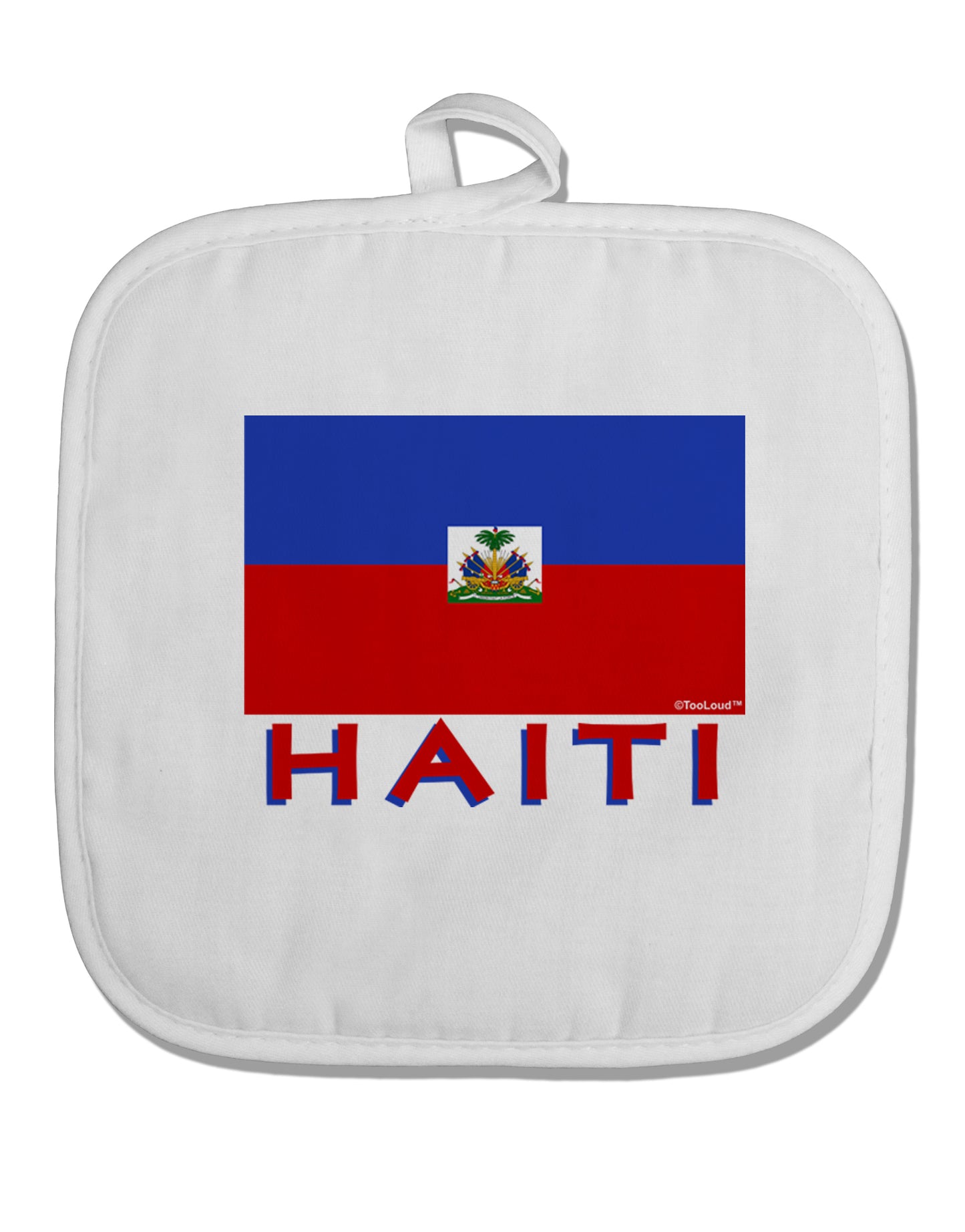 Haiti Flag White Fabric Pot Holder Hot Pad by TooLoud-Pot Holder-TooLoud-White-Davson Sales