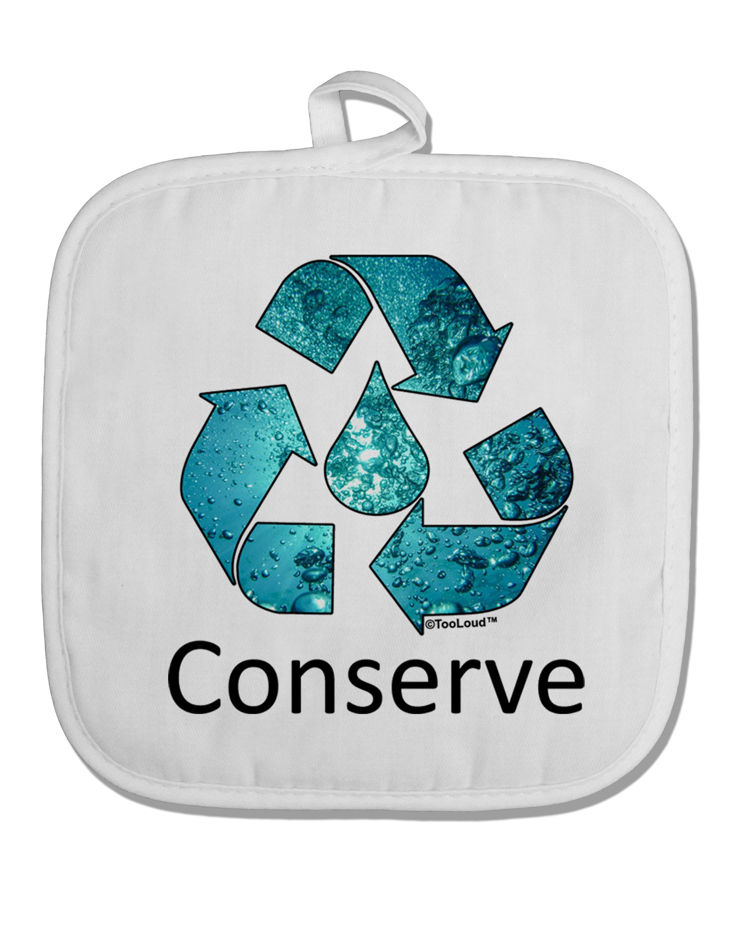 Water Conservation Text White Fabric Pot Holder Hot Pad by TooLoud-Pot Holder-TooLoud-White-Davson Sales