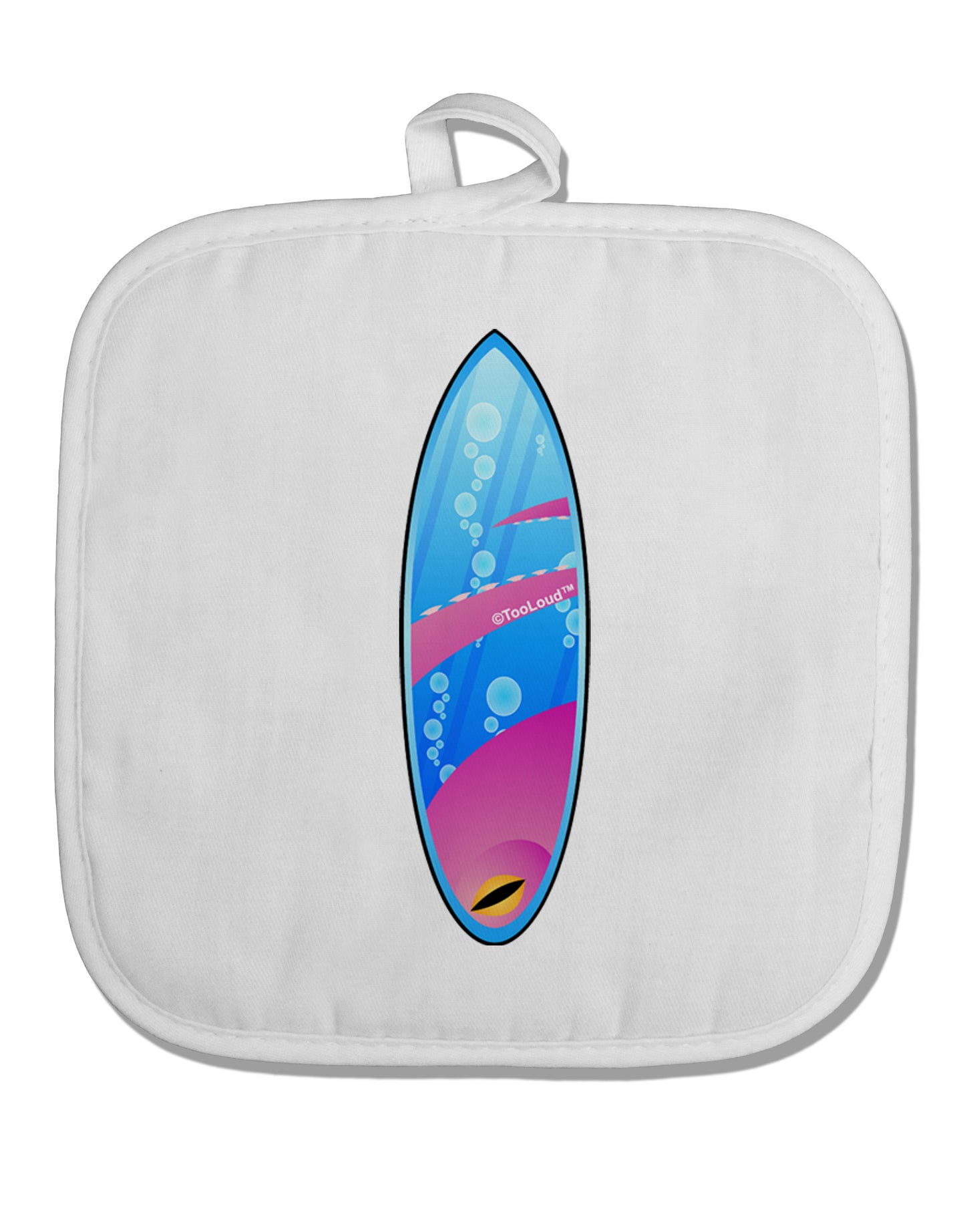 Octopus Surfboard White Fabric Pot Holder Hot Pad by TooLoud-Pot Holder-TooLoud-White-Davson Sales