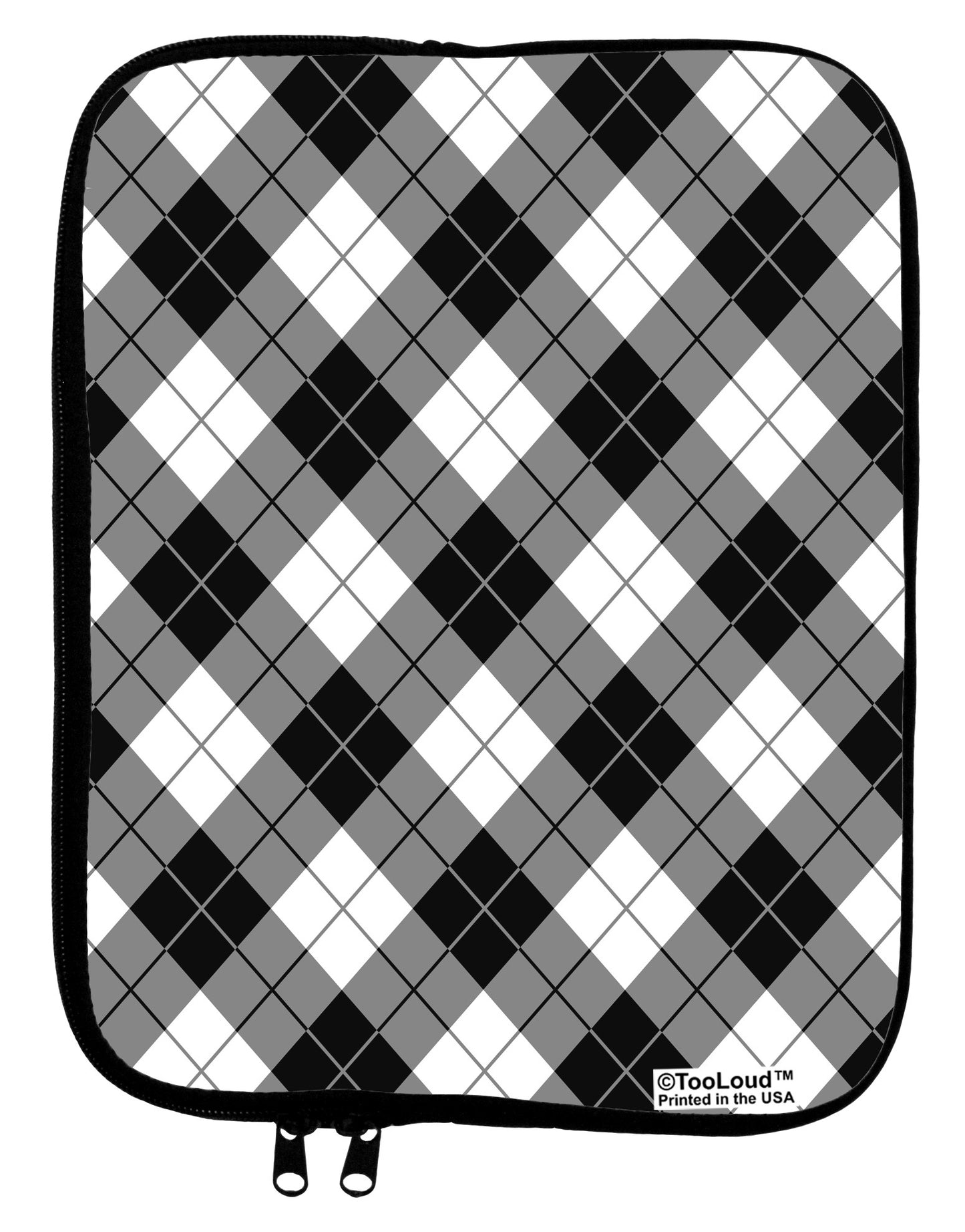 Black and White Argyle AOP 9 x 11.5 Tablet Sleeve All Over Print by TooLoud-TooLoud-White-Black-Davson Sales