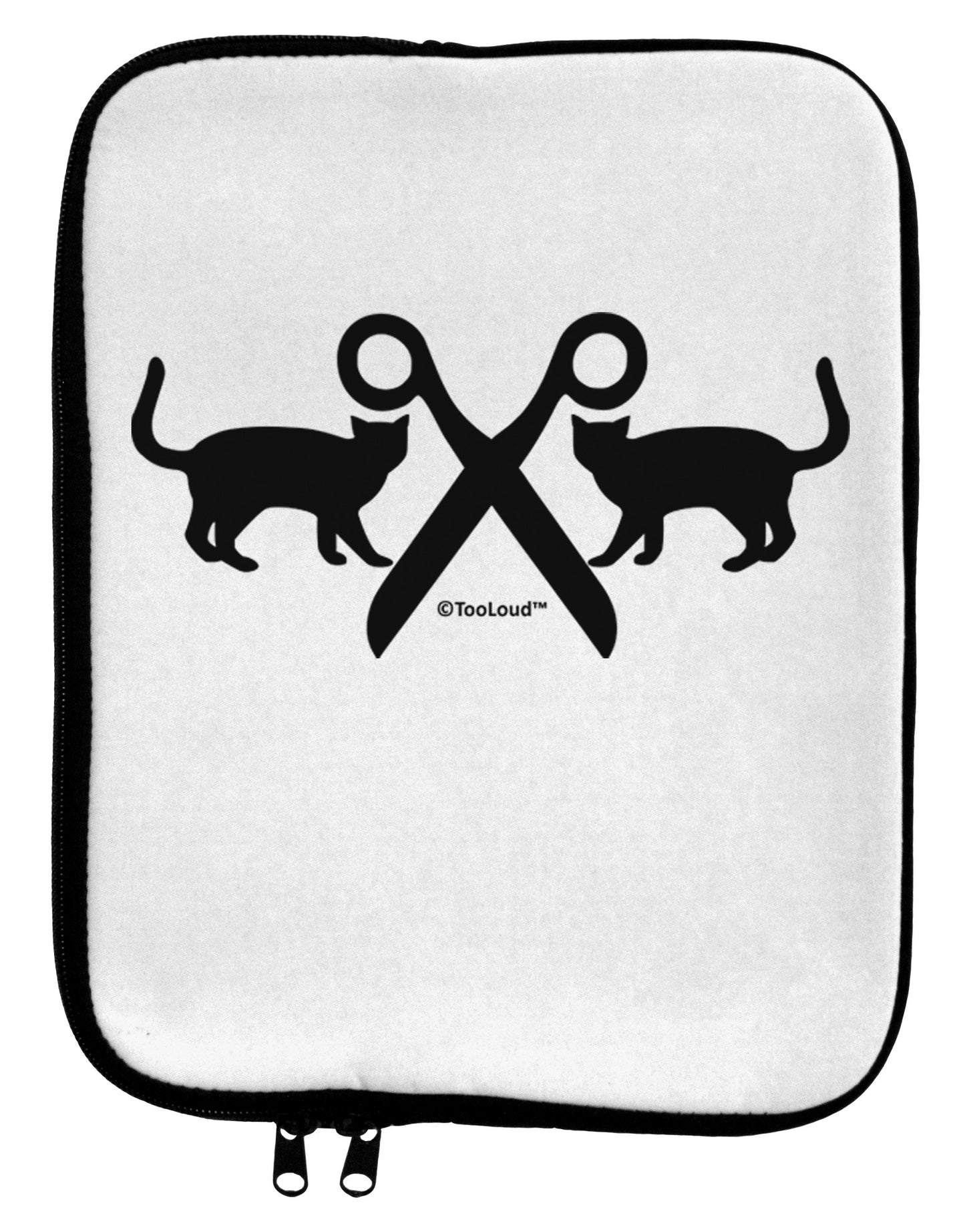 Two Cats With Scissors 9 x 11.5 Tablet Sleeve by TooLoud-TooLoud-White-Black-Davson Sales