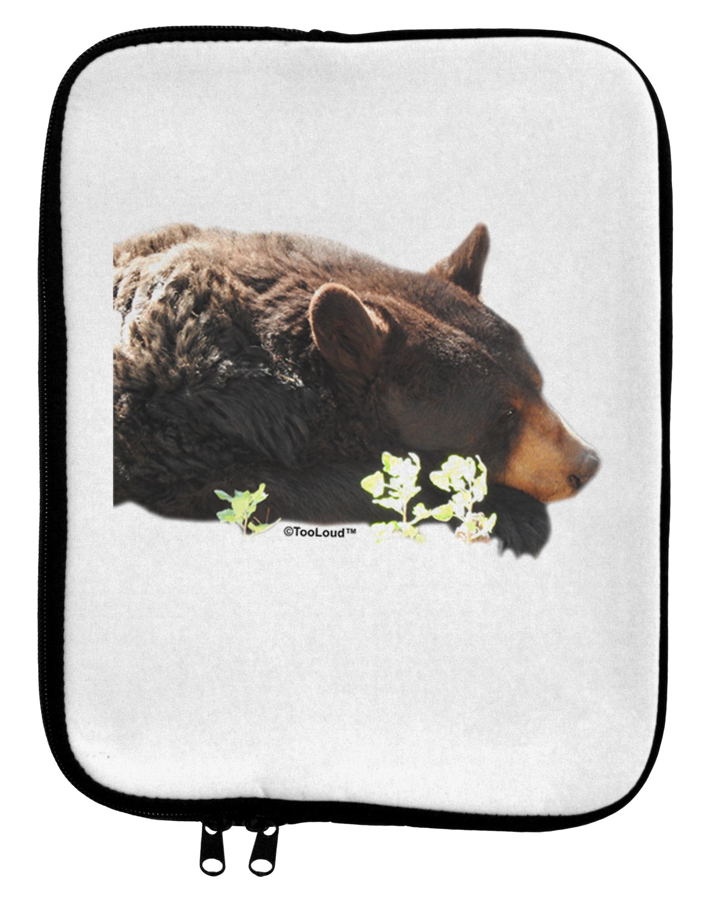 Laying Black Bear Cutout 9 x 11.5 Tablet Sleeve-TooLoud-White-Black-Davson Sales