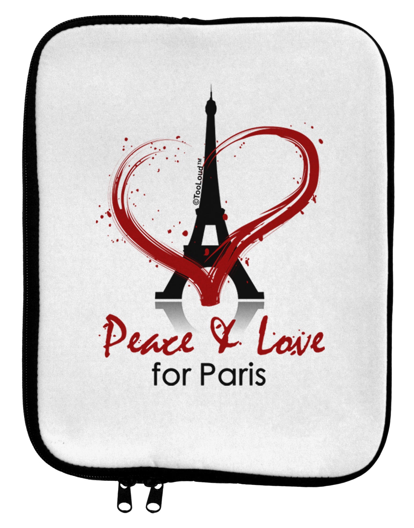Peace & Love For Paris 9 x 11.5 Tablet Sleeve-TooLoud-White-Black-Davson Sales