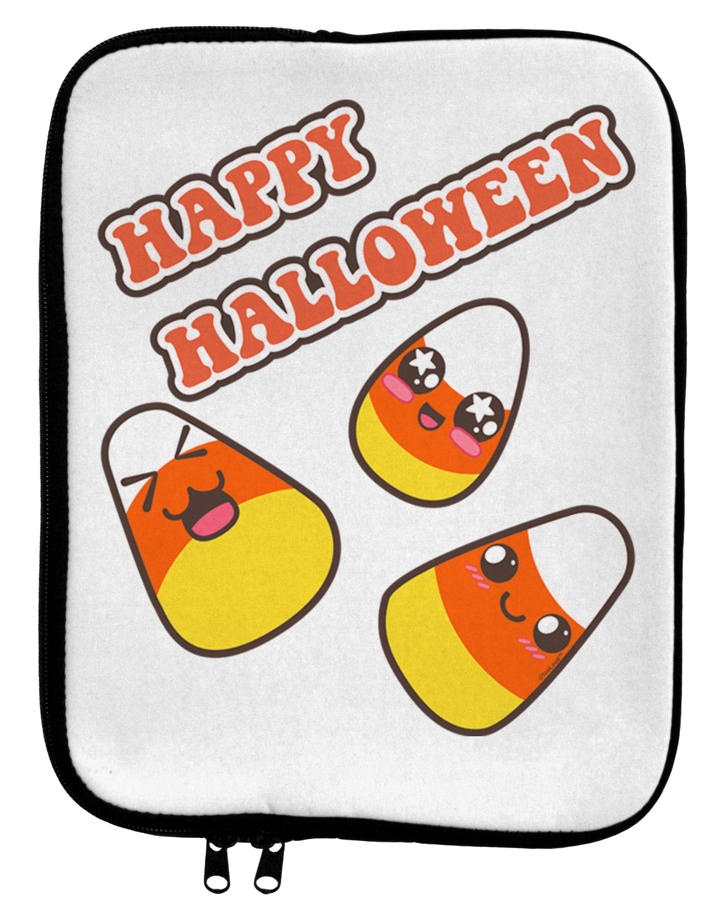 Happy Halloween Cute Candy Corn 9 x 11.5 Tablet Sleeve-TooLoud-White-Black-Davson Sales