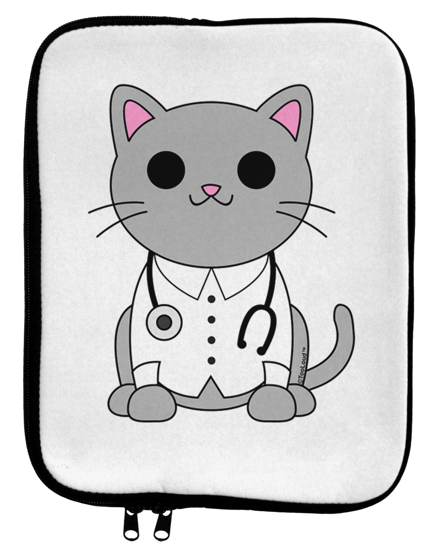 Dr Cat MD - Cute Cat Design 9 x 11.5 Tablet Sleeve by TooLoud-TooLoud-White-Black-Davson Sales