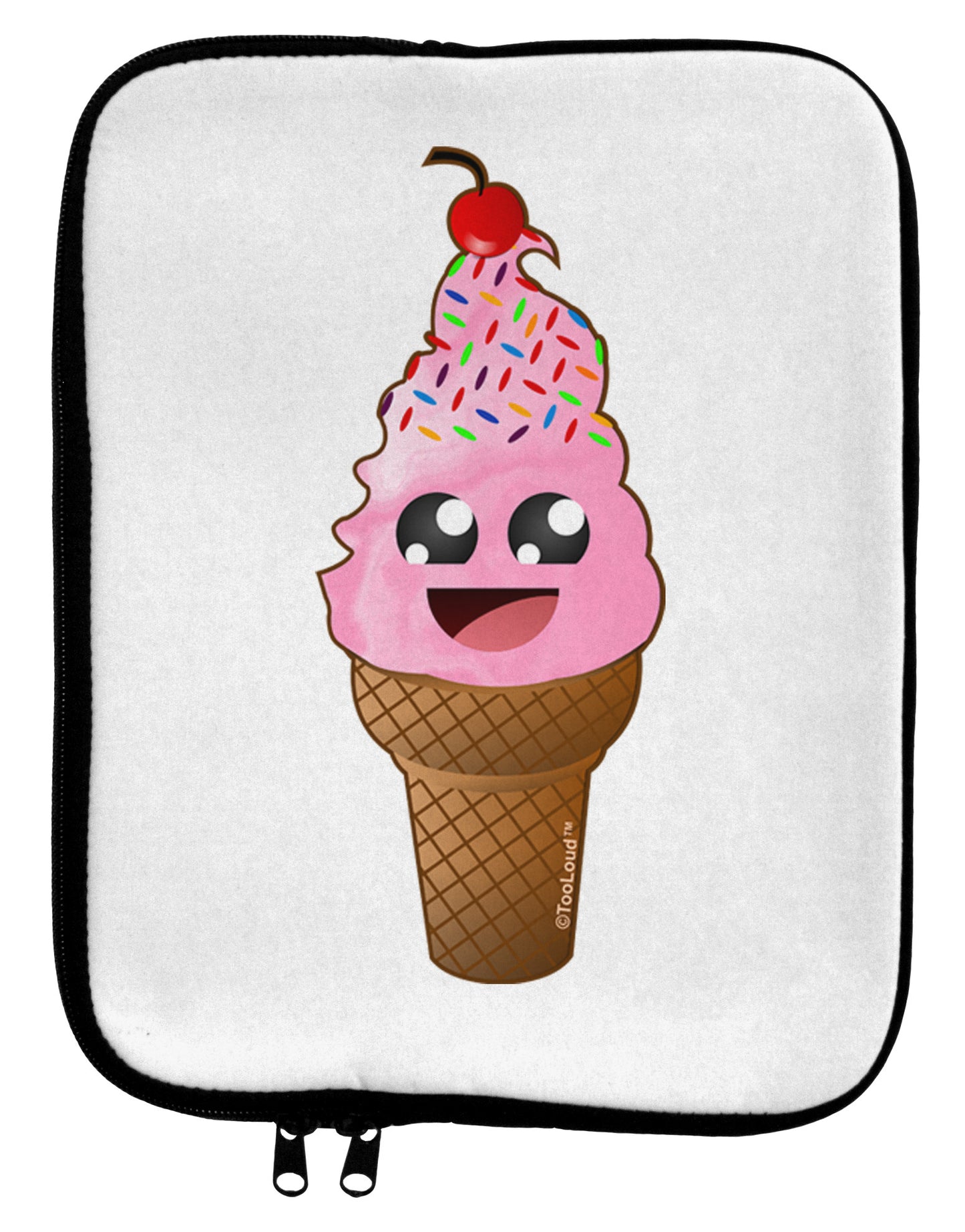 Cute Ice Cream Cone 9 x 11.5 Tablet Sleeve-TooLoud-White-Black-Davson Sales