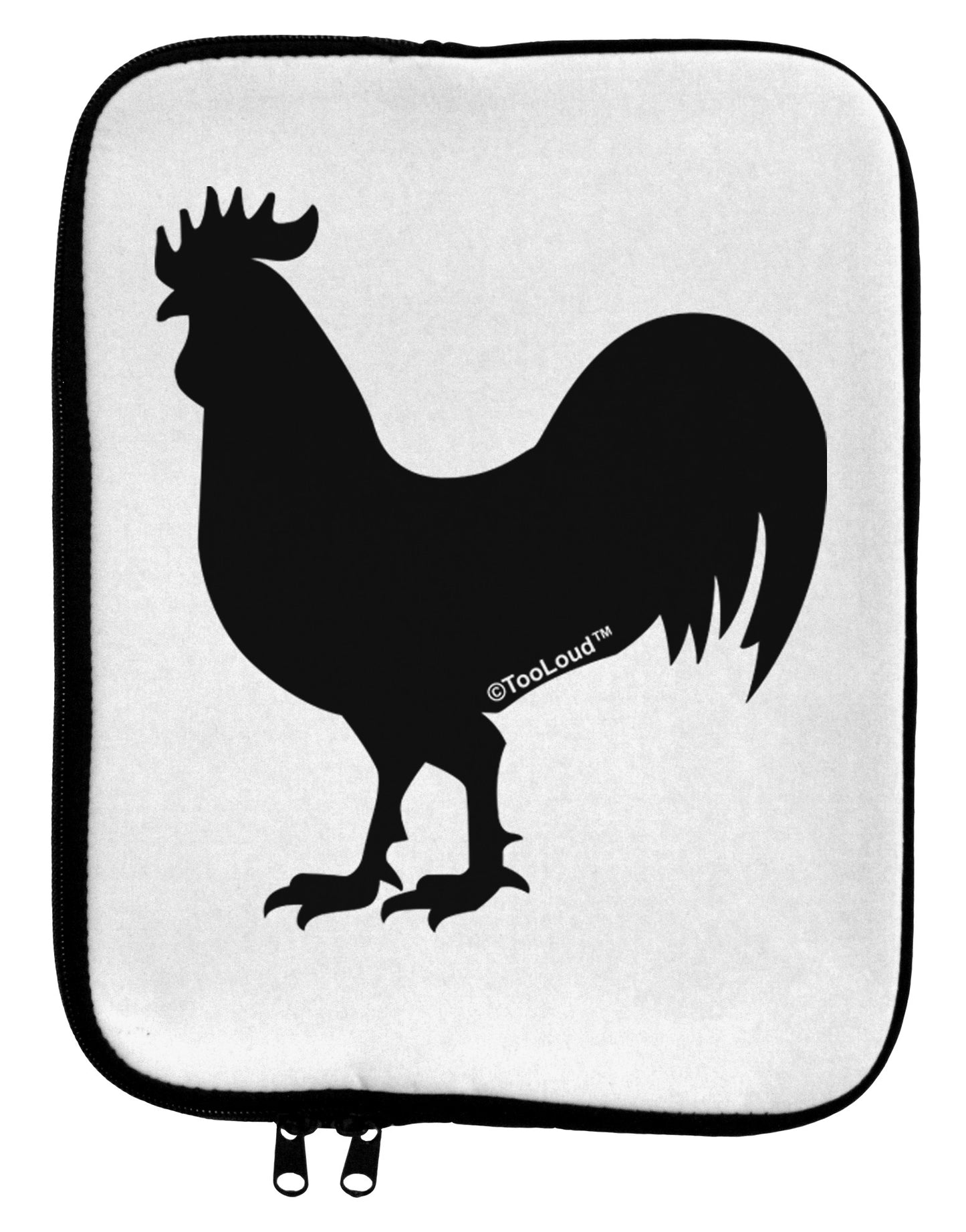 Rooster Silhouette Design 9 x 11.5 Tablet Sleeve-TooLoud-White-Black-Davson Sales