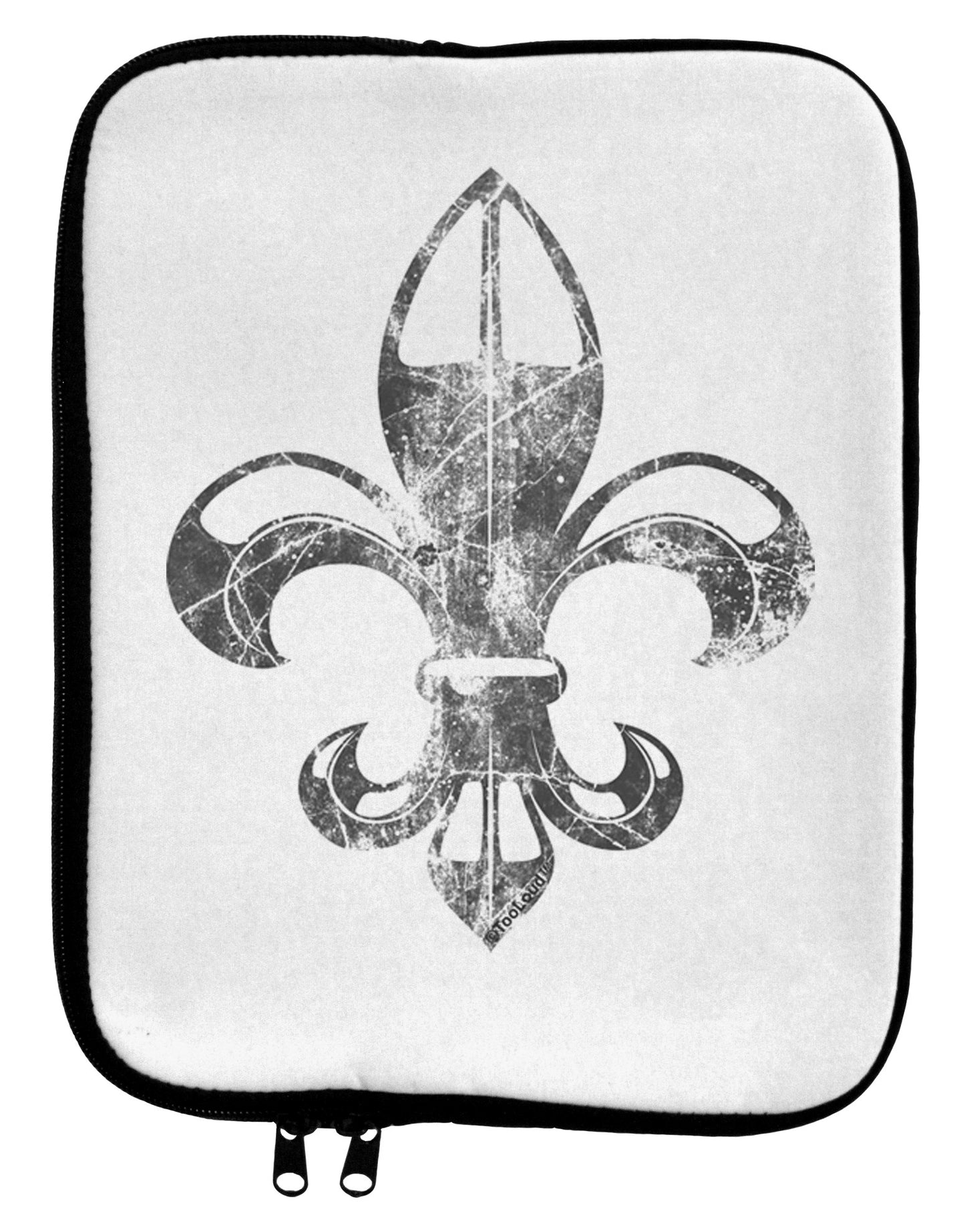 Distressed Fleur de Lis 9 x 11.5 Tablet Sleeve-TooLoud-White-Black-Davson Sales