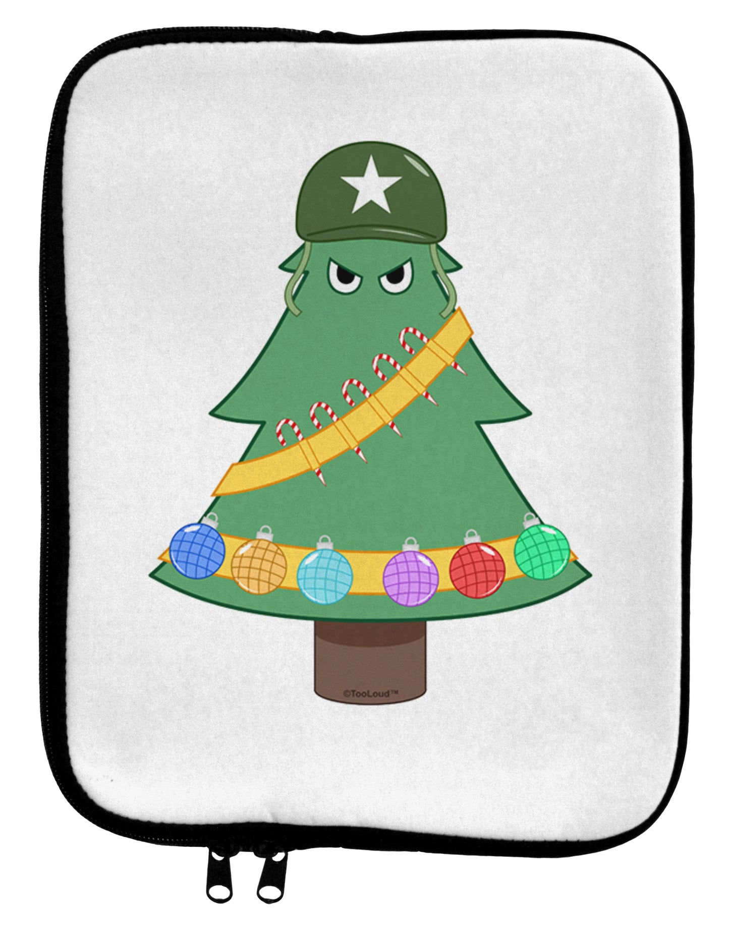 Christmas Tree Armed Design 9 x 11.5 Tablet Sleeve-TooLoud-White-Black-Davson Sales