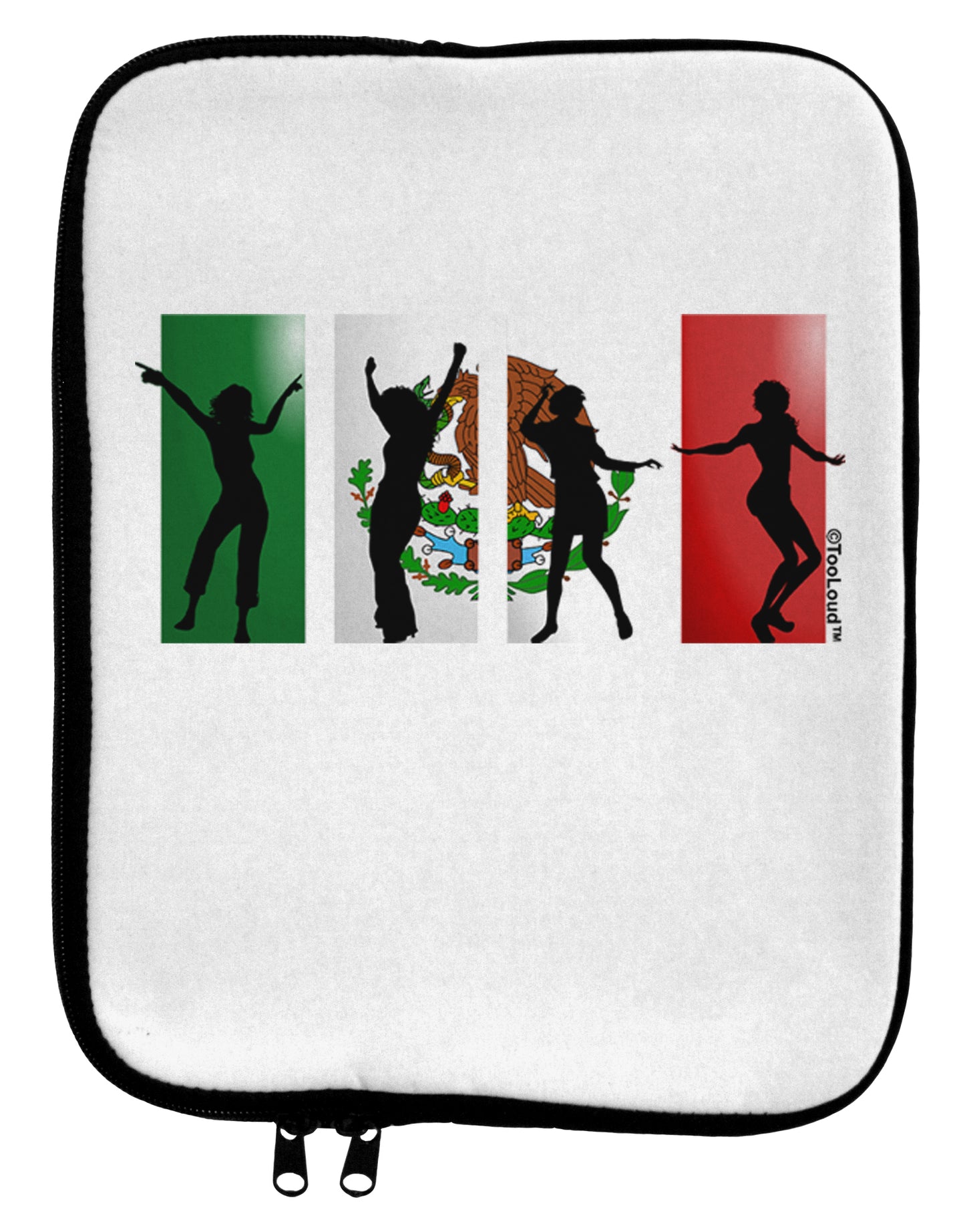 Mexican Flag - Dancing Silhouettes 9 x 11.5 Tablet Sleeve by TooLoud-TooLoud-White-Black-Davson Sales