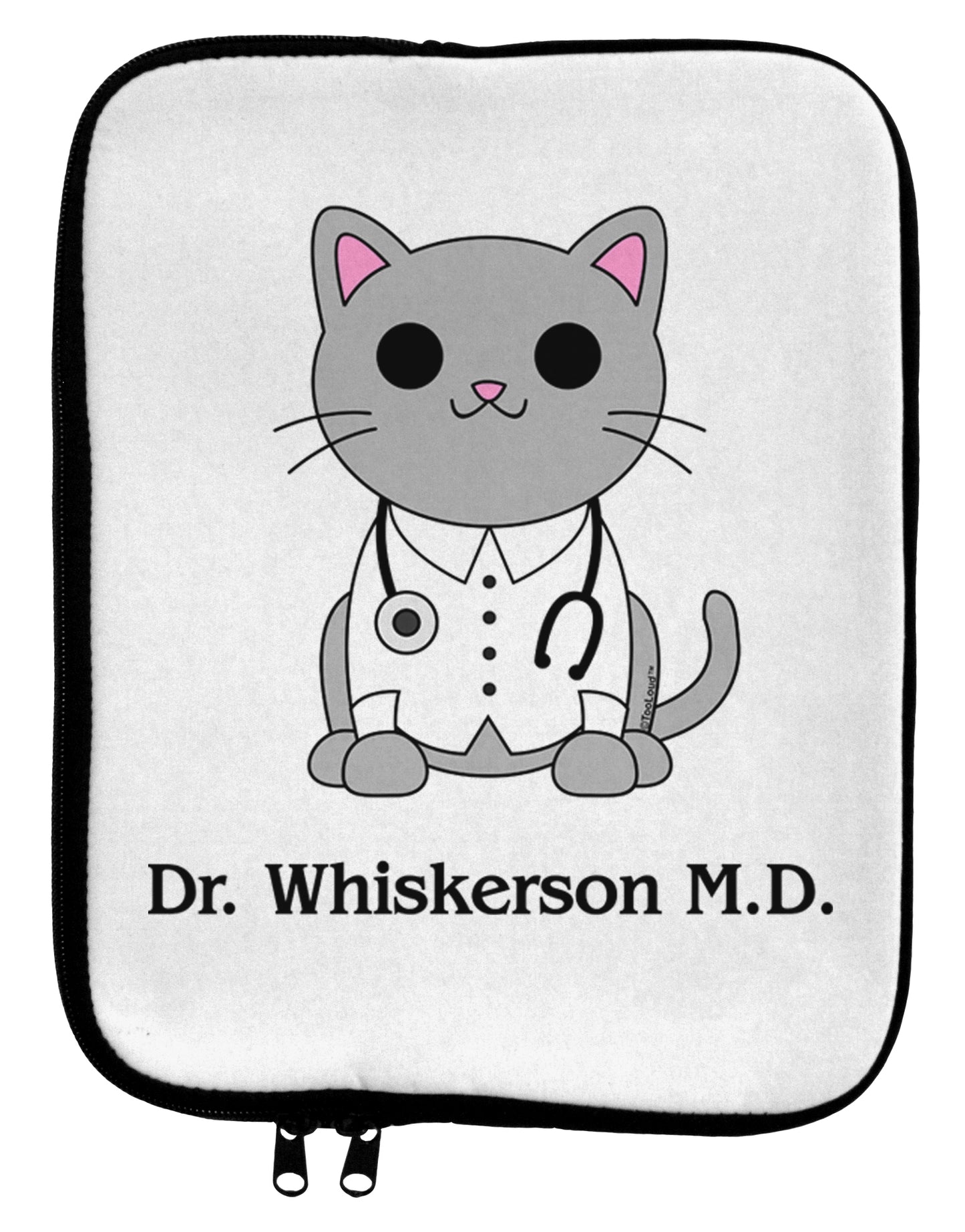 Dr Whiskerson MD - Cute Cat Design 9 x 11.5 Tablet Sleeve by TooLoud-TooLoud-White-Black-Davson Sales