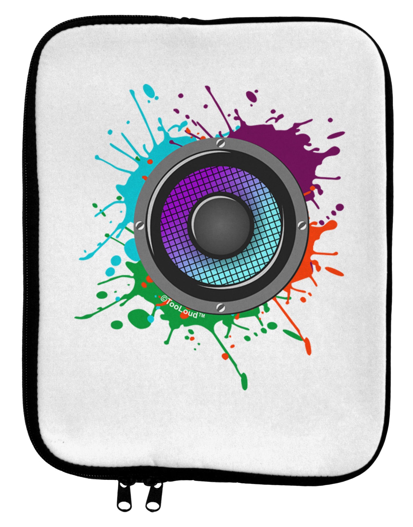 Paint Splatter Speaker 9 x 11.5 Tablet Sleeve-TooLoud-White-Black-Davson Sales