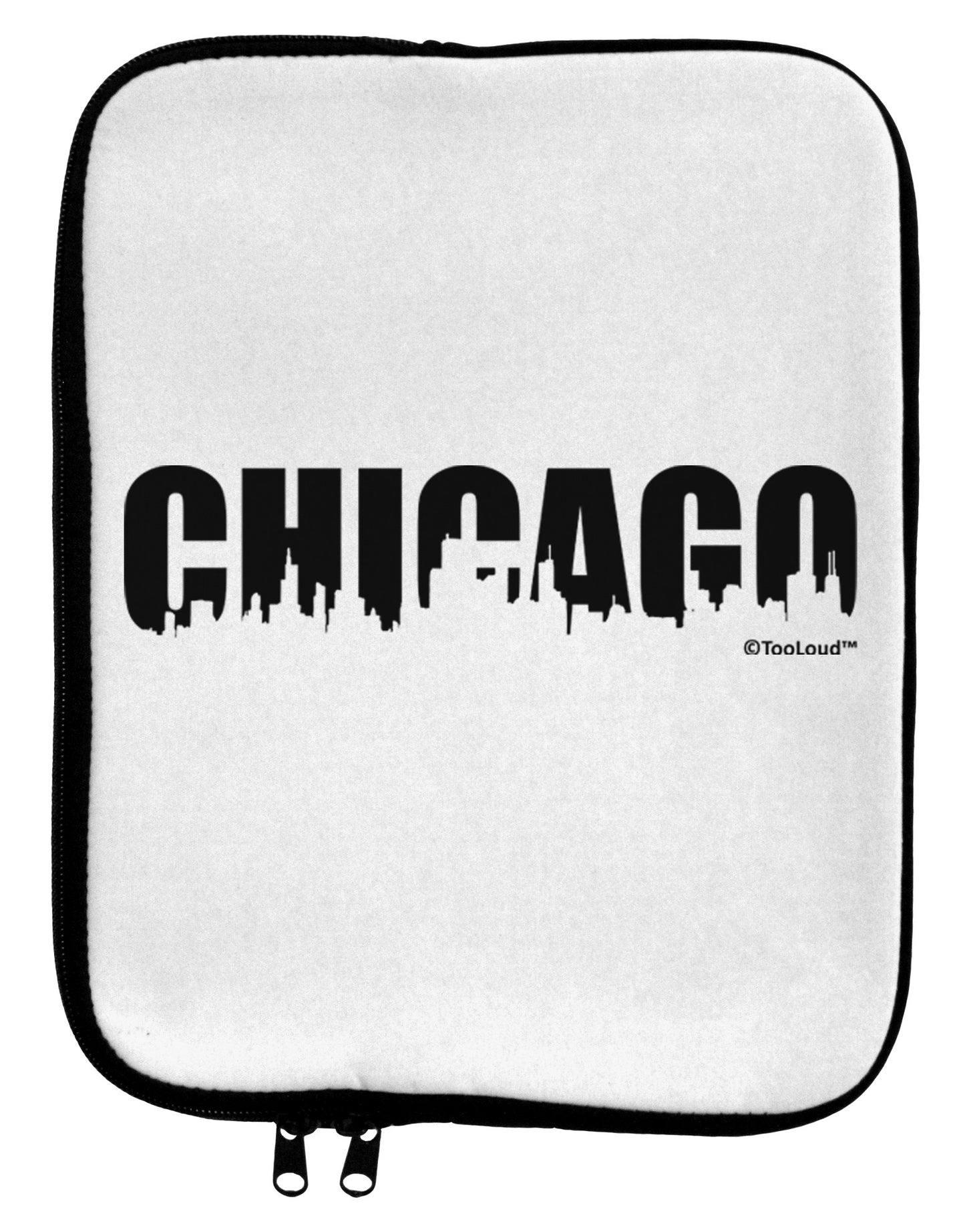 Chicago Skyline Cutout 9 x 11.5 Tablet Sleeve by TooLoud-TooLoud-White-Black-Davson Sales