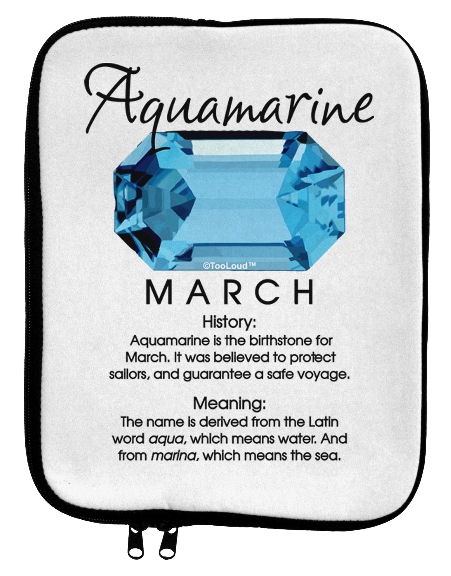 Birthstone Aquamarine 9 x 11.5 Tablet Sleeve by TooLoud-TooLoud-White-Black-Davson Sales