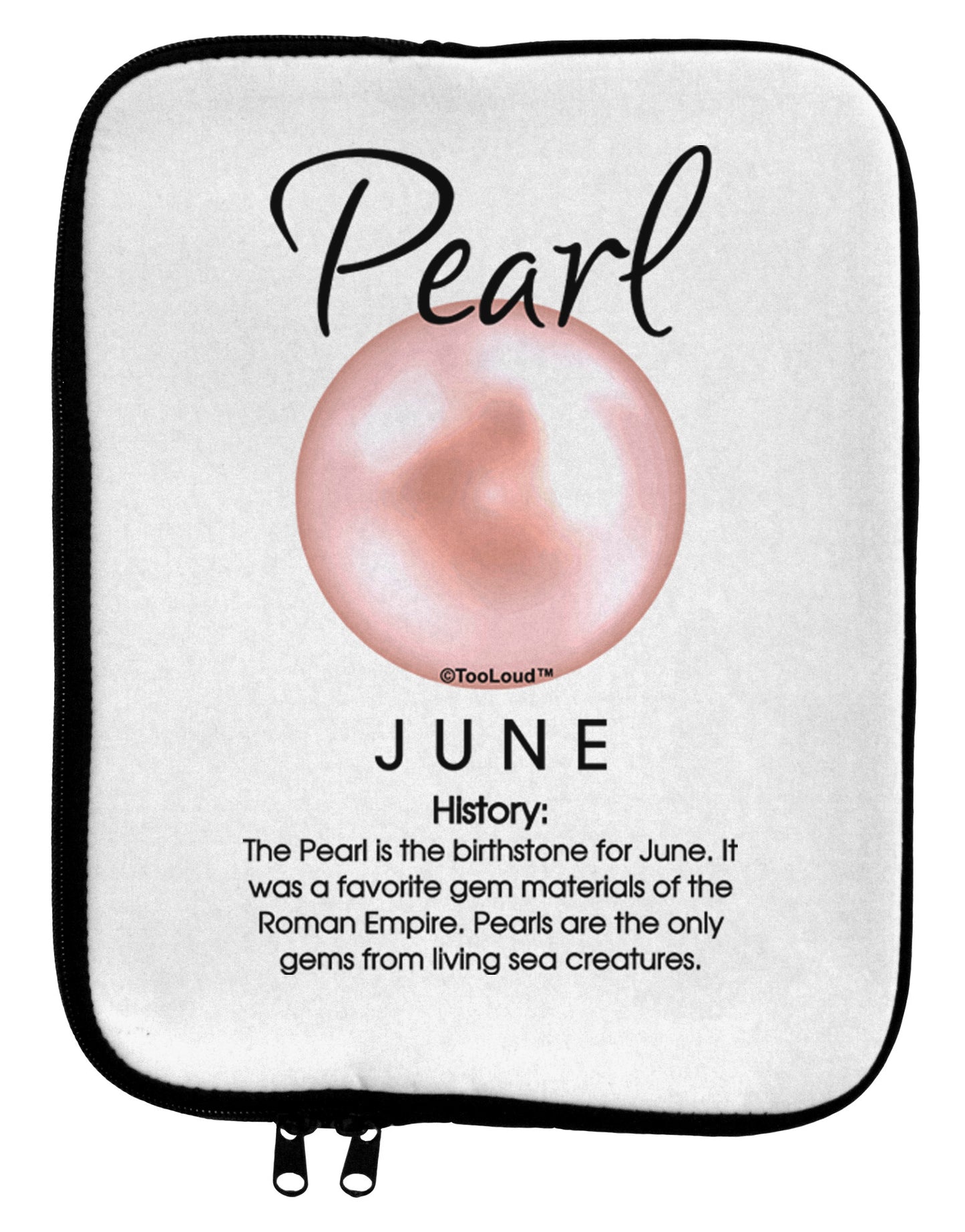 Birthstone Pearl 9 x 11.5 Tablet Sleeve by TooLoud-TooLoud-White-Black-Davson Sales