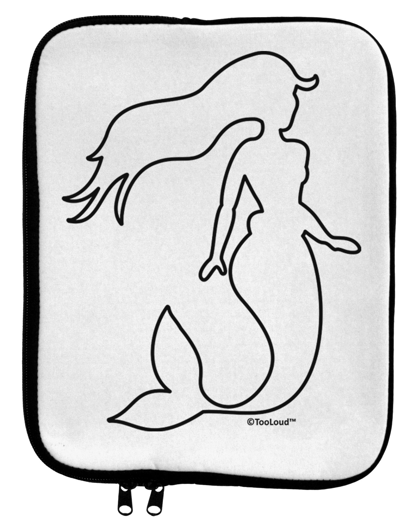 Mermaid Outline 9 x 11.5 Tablet Sleeve by TooLoud-TooLoud-White-Black-Davson Sales