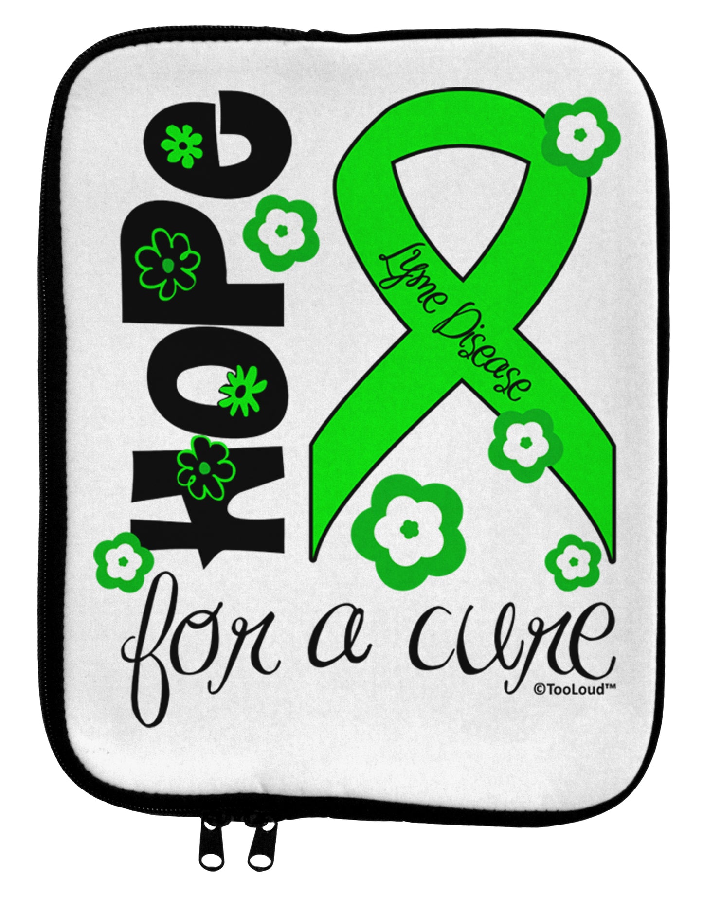 Hope for a Cure - Lime Green Ribbon Lyme Disease - Flowers 9 x 11.5 Tablet Sleeve by TooLoud-TooLoud-White-Black-Davson Sales