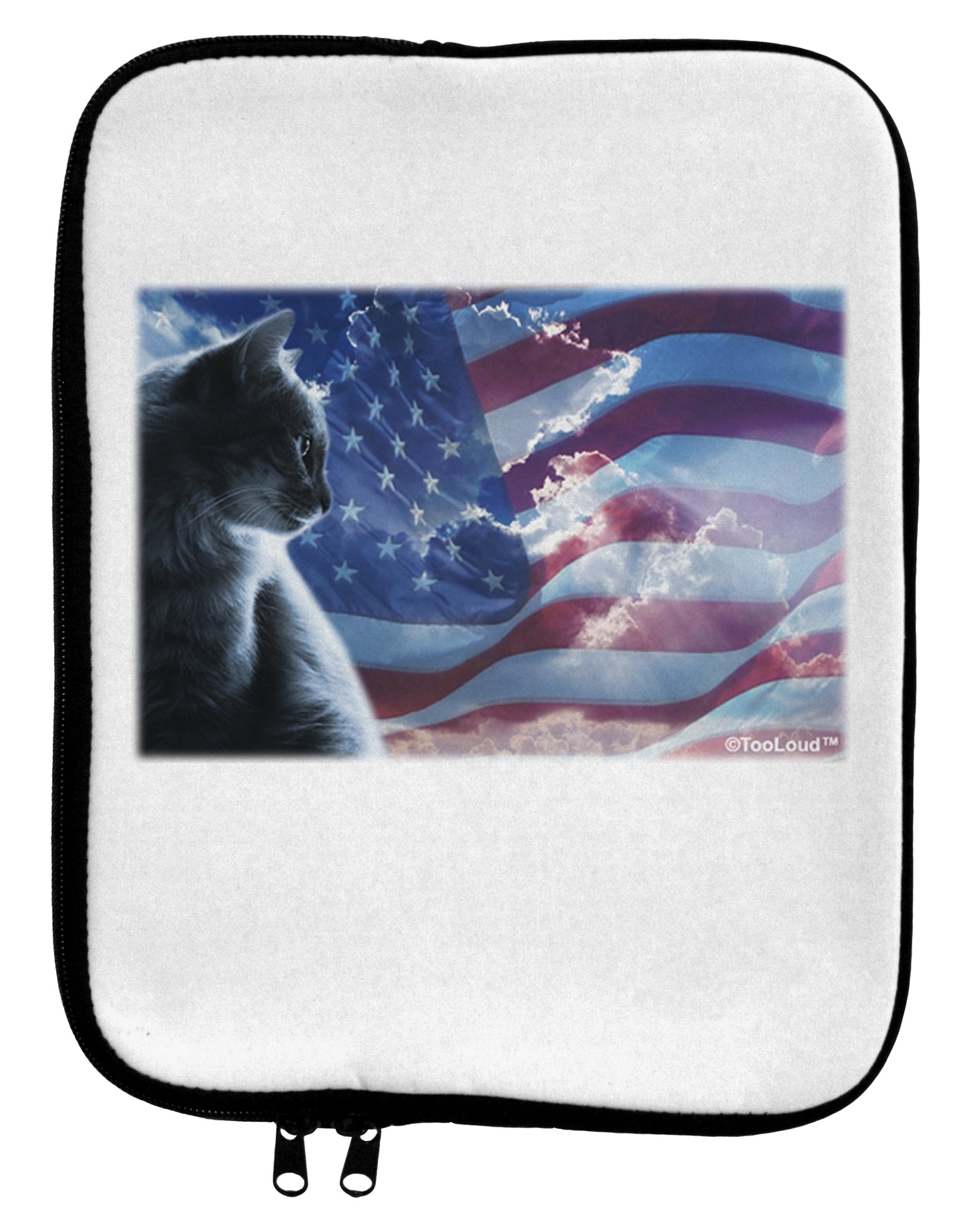 All American Cat 9 x 11.5 Tablet Sleeve by TooLoud-TooLoud-White-Black-Davson Sales